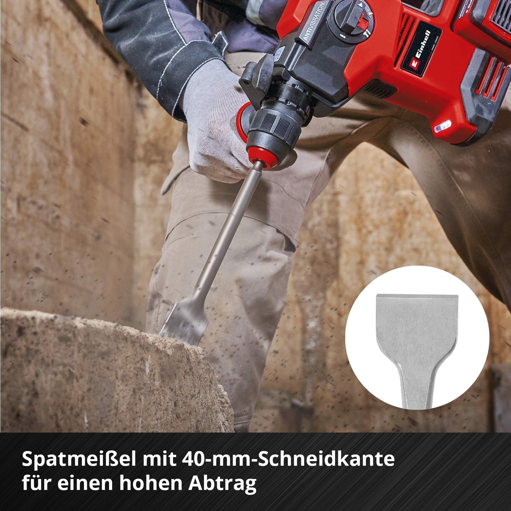 Einhell Meißel-Set, (3 tlg.), Spitzmeißel, Flachmeißel, Spatmeißel