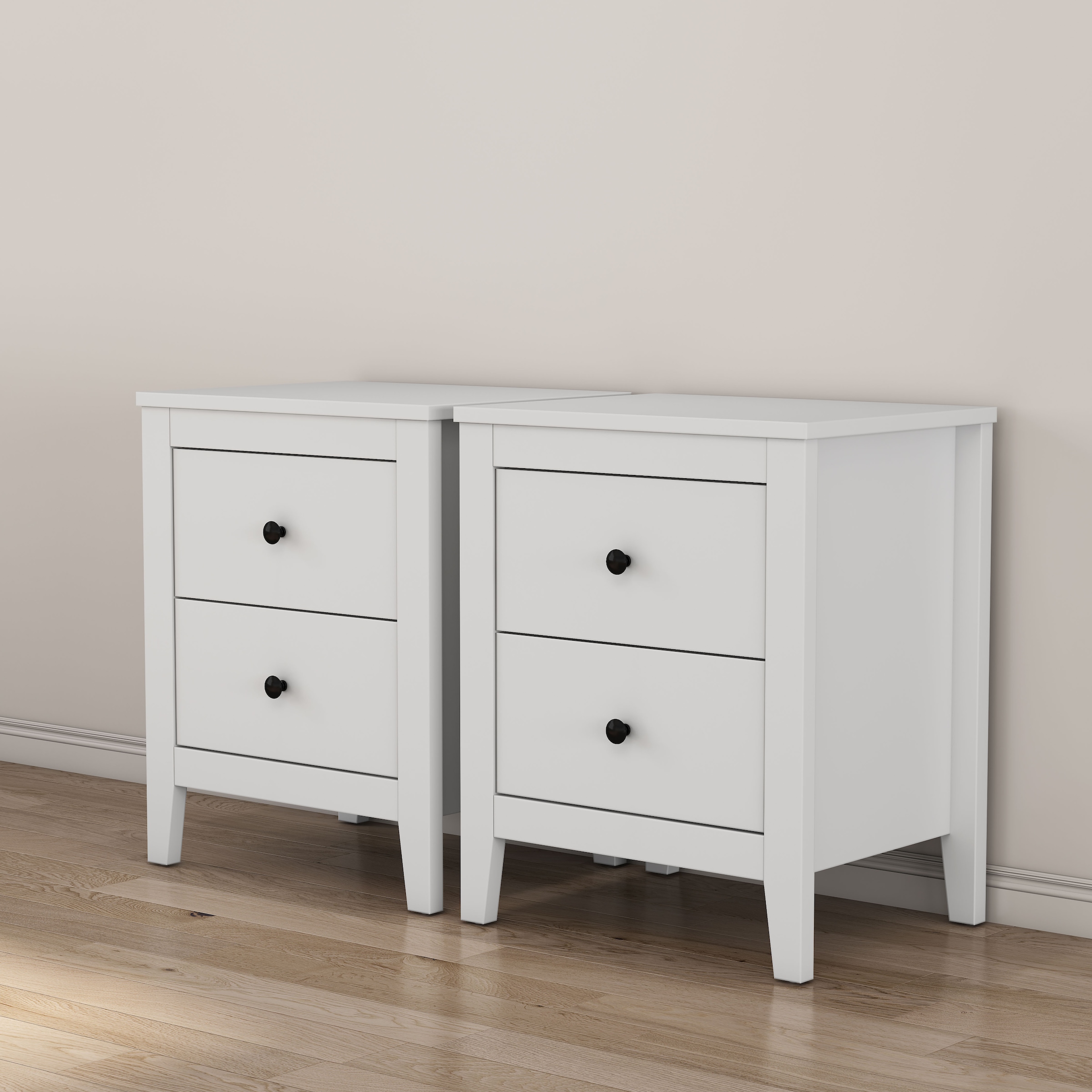 OTTO home Nachtkommode »Borkum Nachttisch Set im Landhaus Design weiß Bestseller« Set, 2 Schränke im Set, schwarze Griffe aus Metall, 