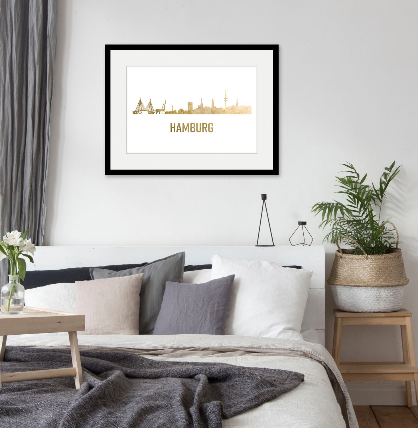 queence Bild »Hamburg Skyline GOLD«, Städte-Schriftzug-Deutschland-Stadt-Ha günstig online kaufen