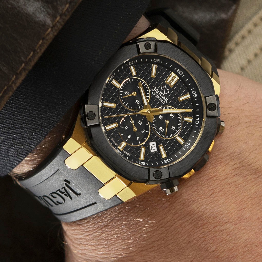 Jaguar Chronograph »Diplomatic« Quarzuhr, Armbanduhr, Herrenuhr,Swiss Made,Stoppfunktion,Kautschukband