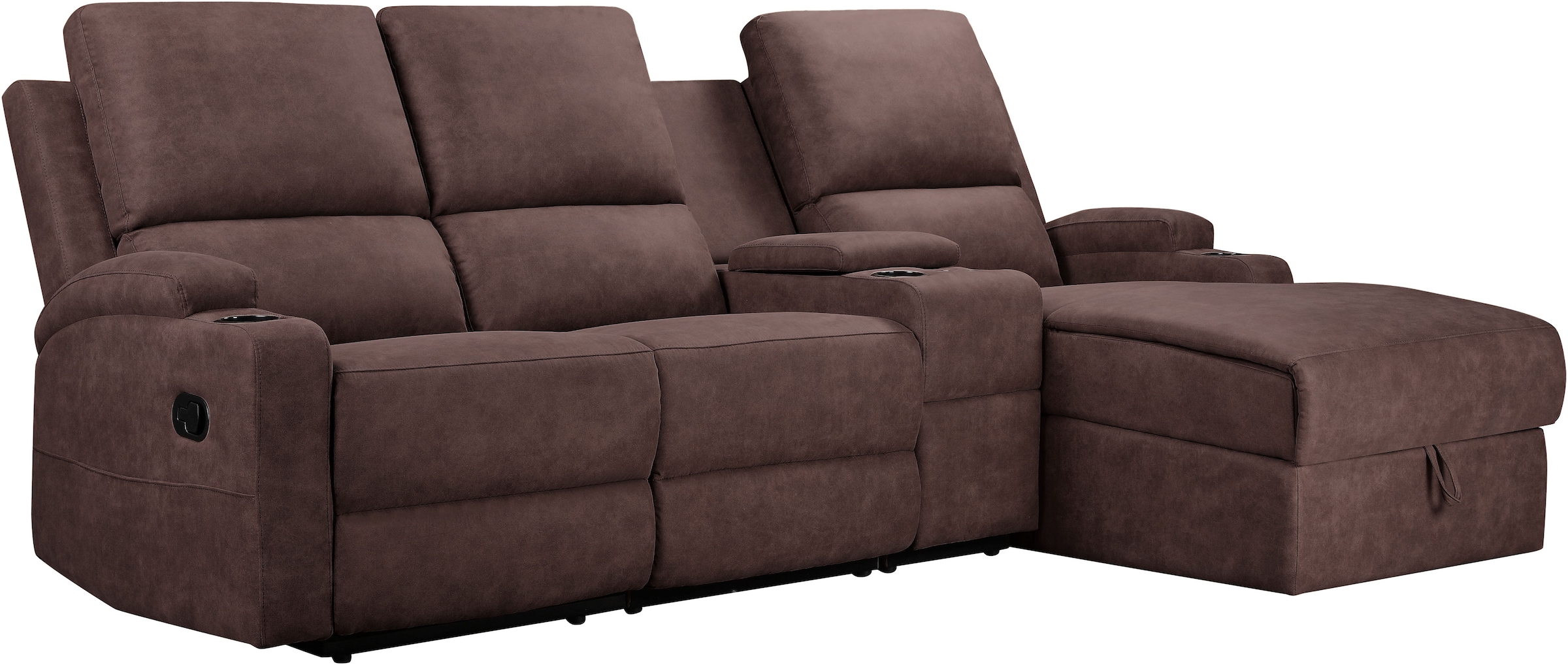 Home affaire Ecksofa »Napori Multimediasofa, 3er Kinosessel XXL, L-Form,«, Kinosofa mit Relaxfunktion, Getränkehalter, Staufach und Staukasten