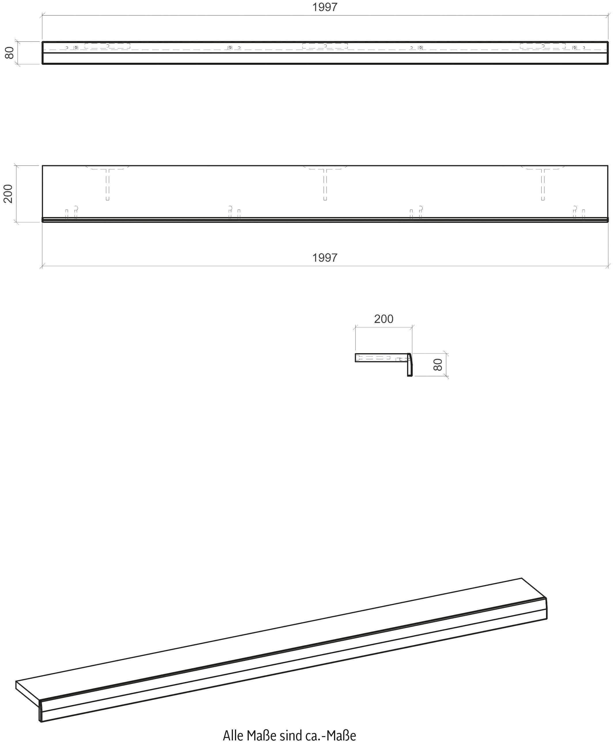 INOSIGN Wandregal »SCARA«, modernes Design in trendiger Farbe, Breite 200 cm