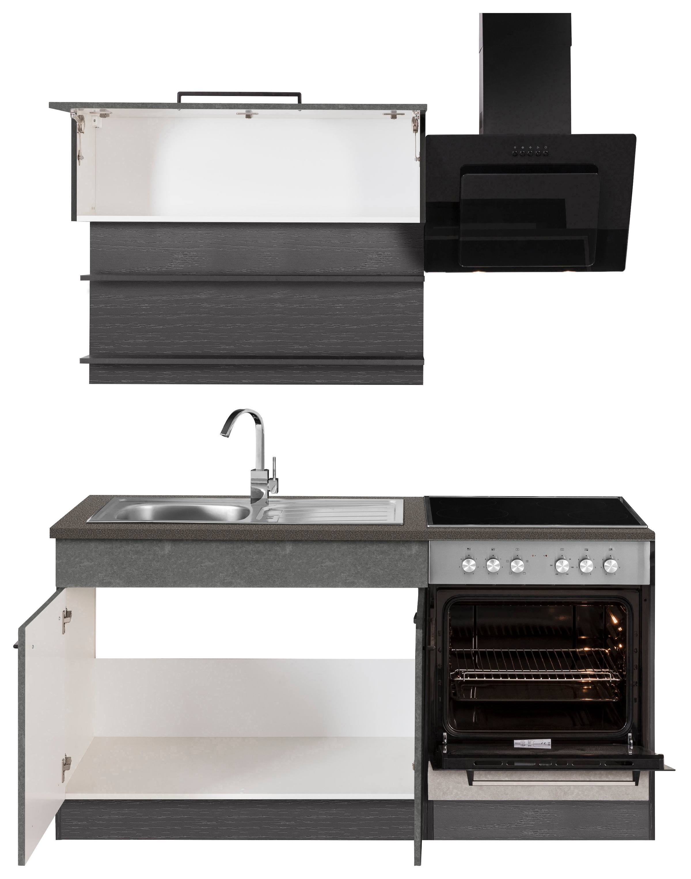 HELD MÖBEL Küchenzeile »Tulsa«, mit E-Geräten, Breite 160 cm, schwarze  Metallgriffe auf Rechnung bestellen