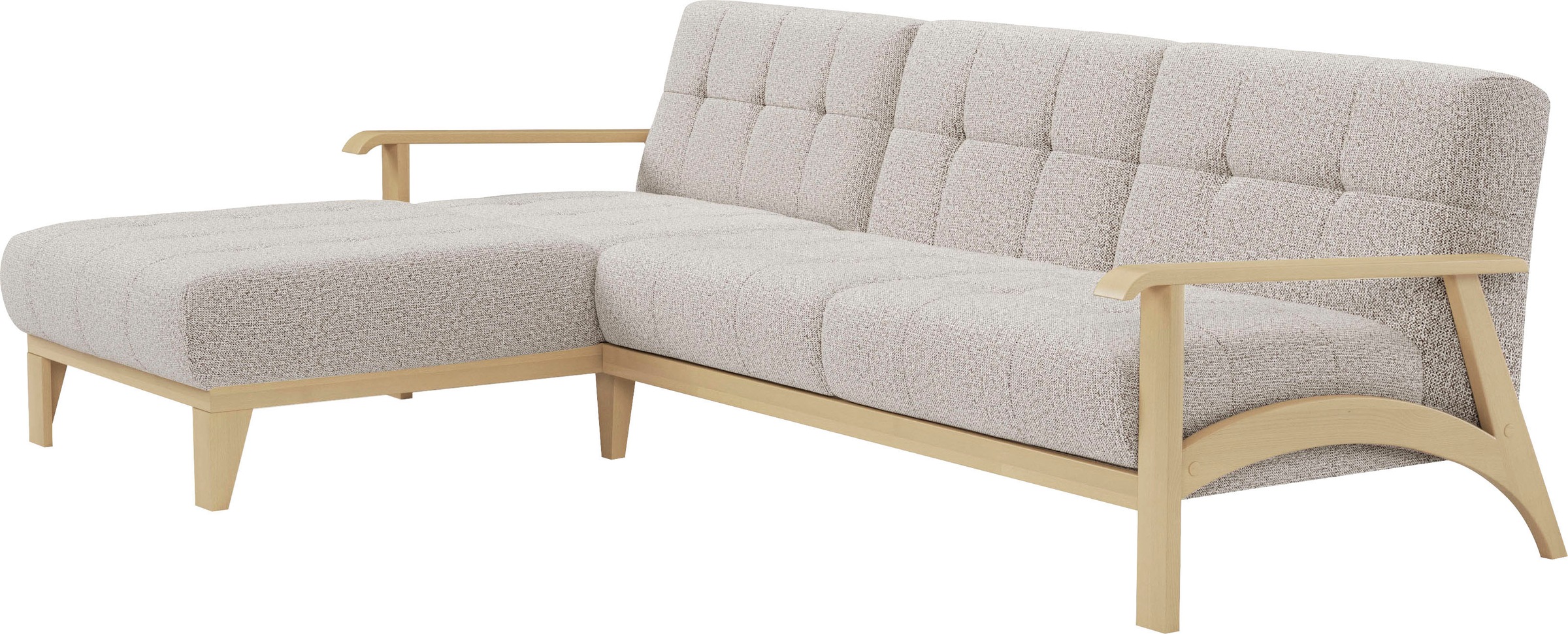 sit&more Ecksofa »Billund L-Form«, Armlehnen aus Buchenholz in natur, verschiedene Bezüge und Farben