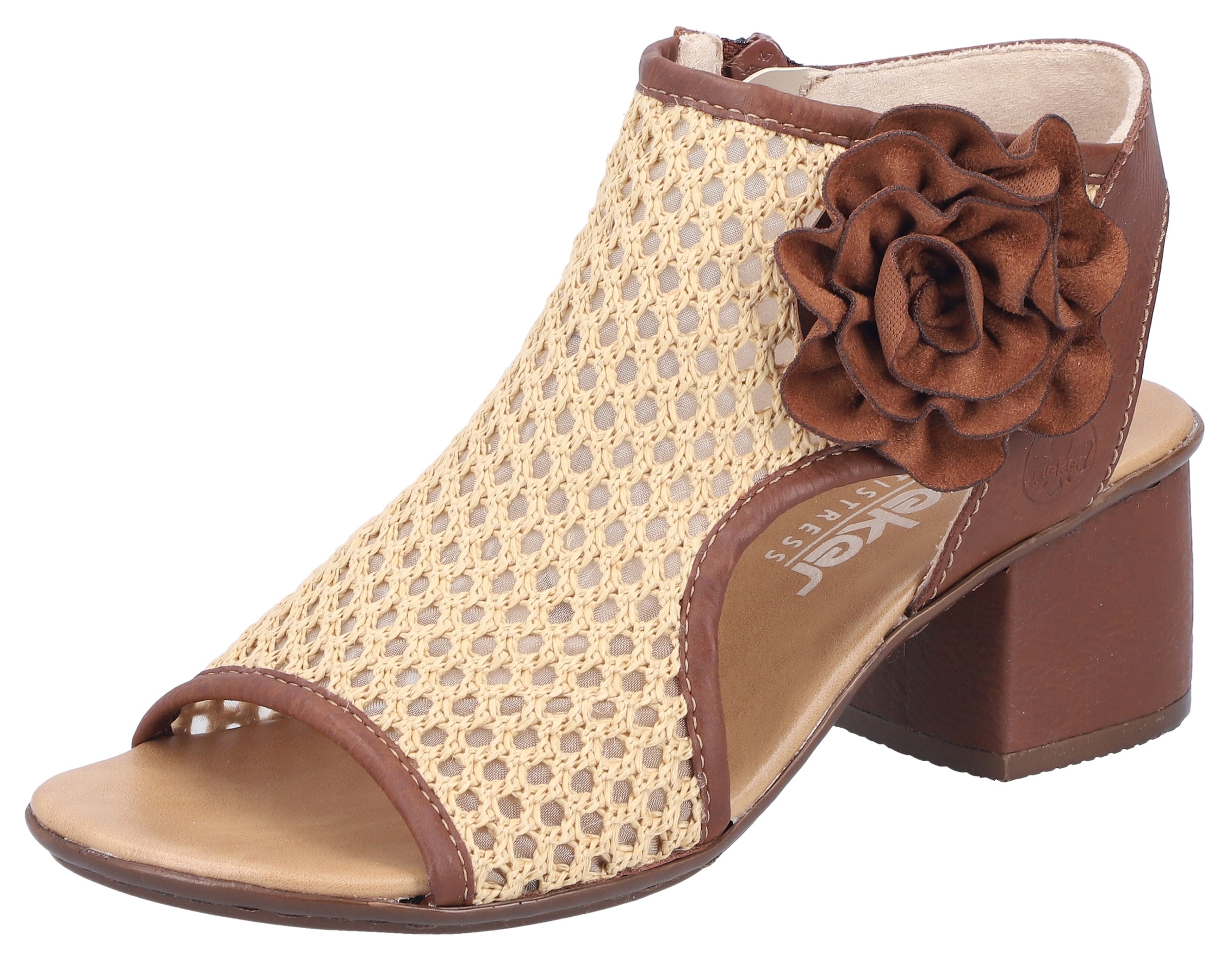 Rieker Schaftsandalette  Sommerschuh, Urlaubsschuh mit dekorativer Blüten-Verzierung