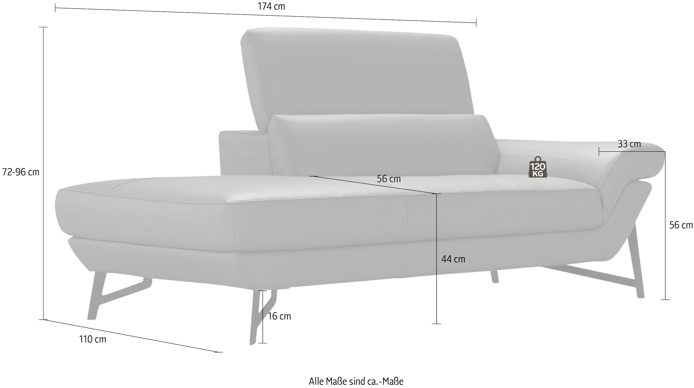 Egoitaliano Ottomane »Narcisa, Designsofa«, mit verstellbarer Kopfstütze, Solitärmöbel als Blickfang