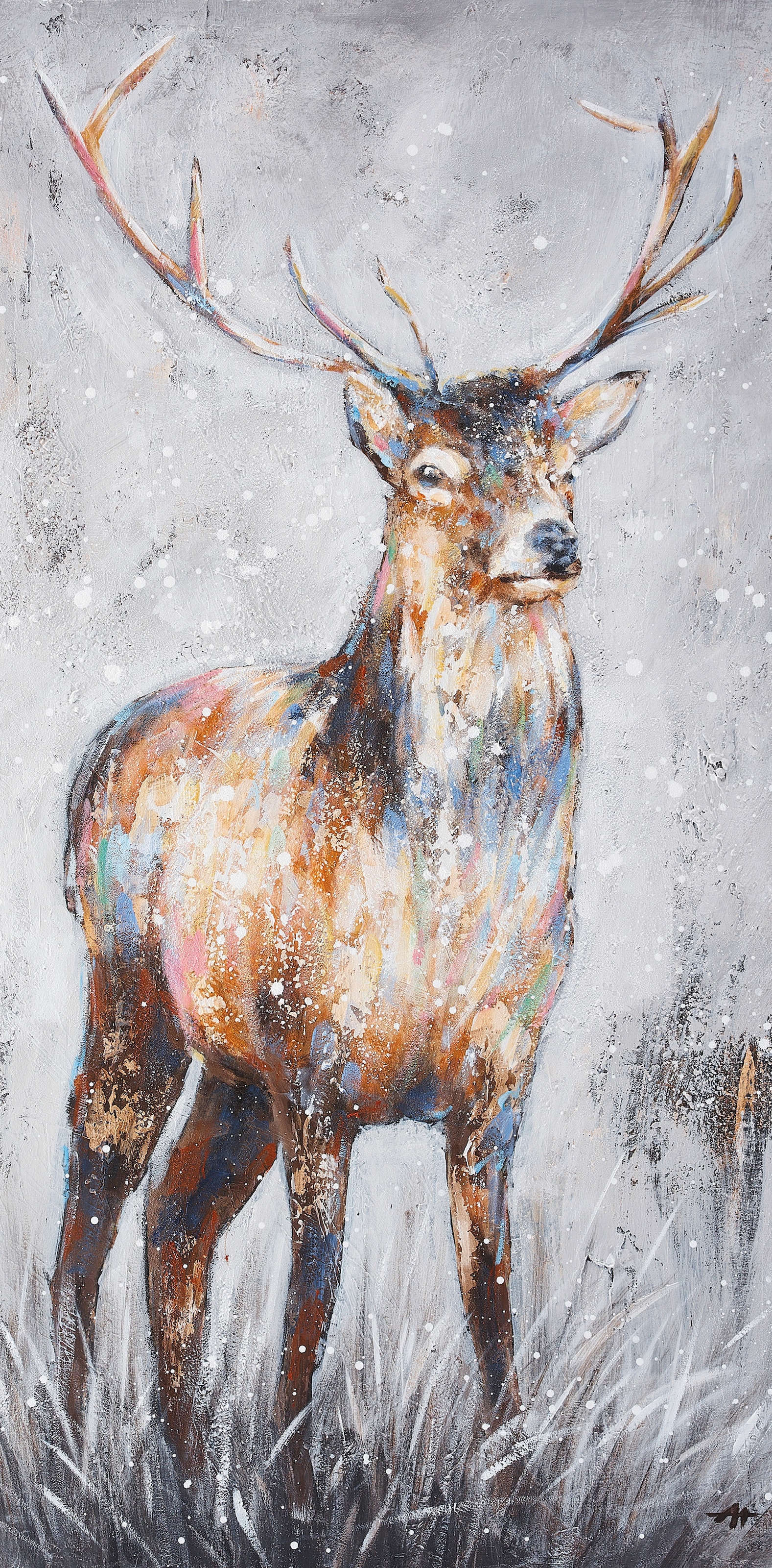 Bönninghoff Ölgemälde, Hirsch-Hirschbilder-Hirsche-Tiere-Kunst, (1 St.), jedes Bild ein Unikat