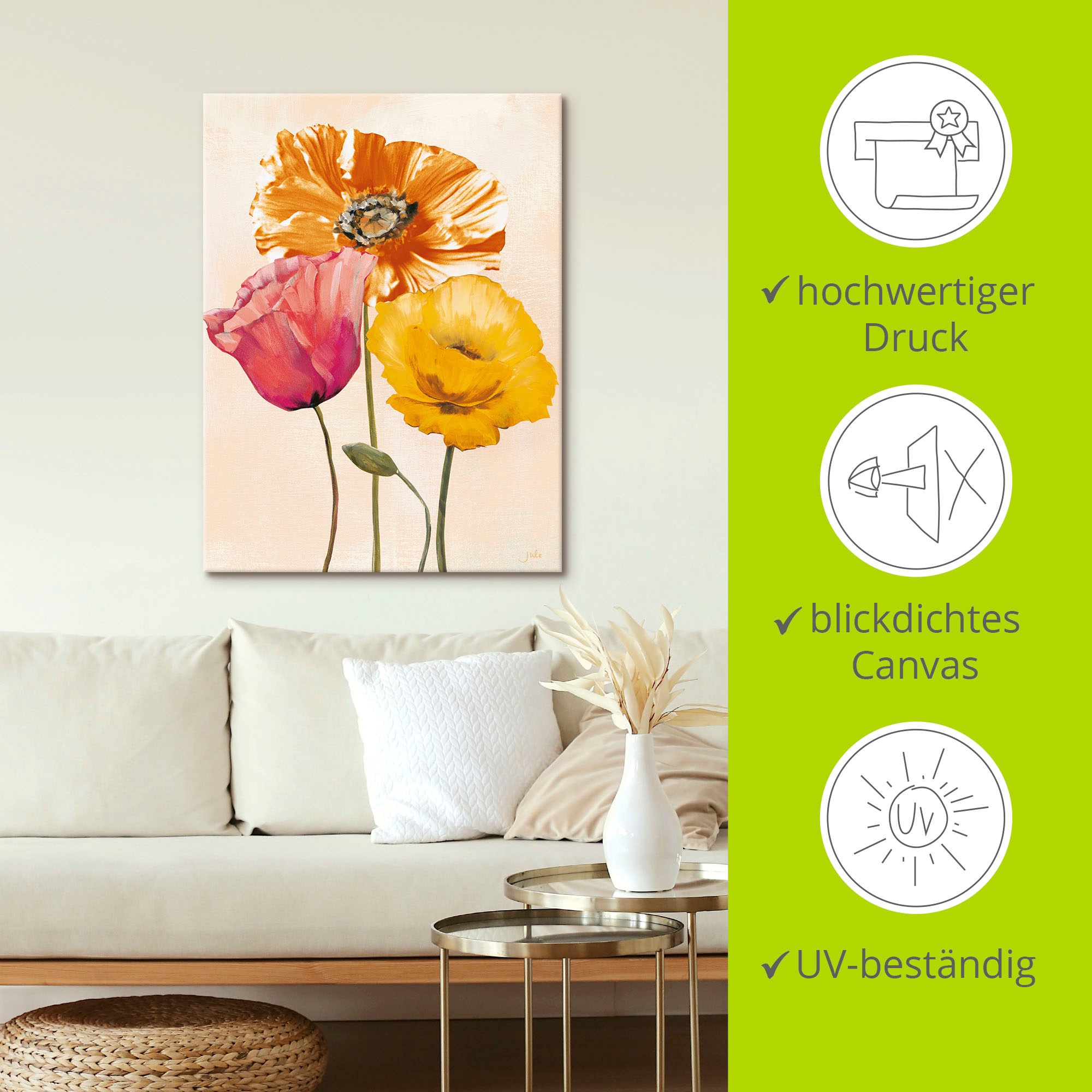 Artland Wandbild »Bunte Mohnblumen II«, Blumenbilder, (1 St.), als Leinwandbild, Poster, Wandaufkleber in verschied. Größen