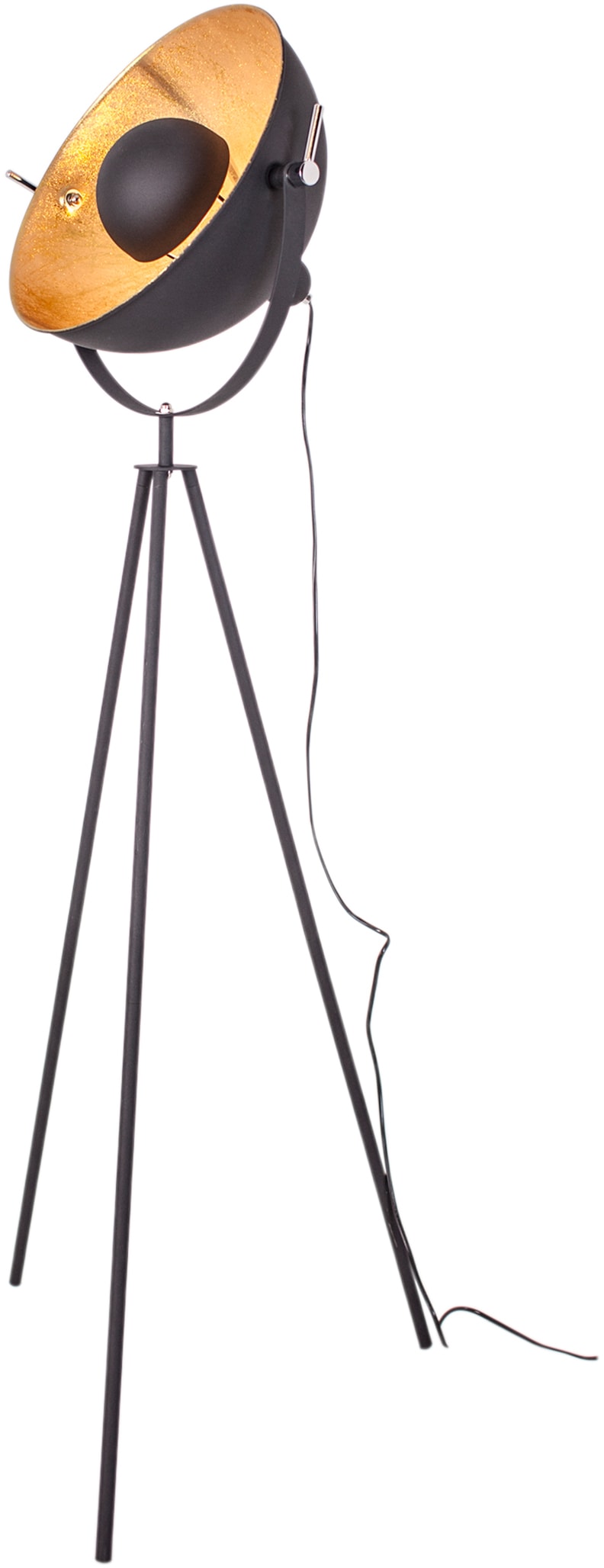 BY RYDENS Stehlampe »Captain« E27 1 Stk. Stehleuchte mit schwarz goldenem Schirm sand schwarz