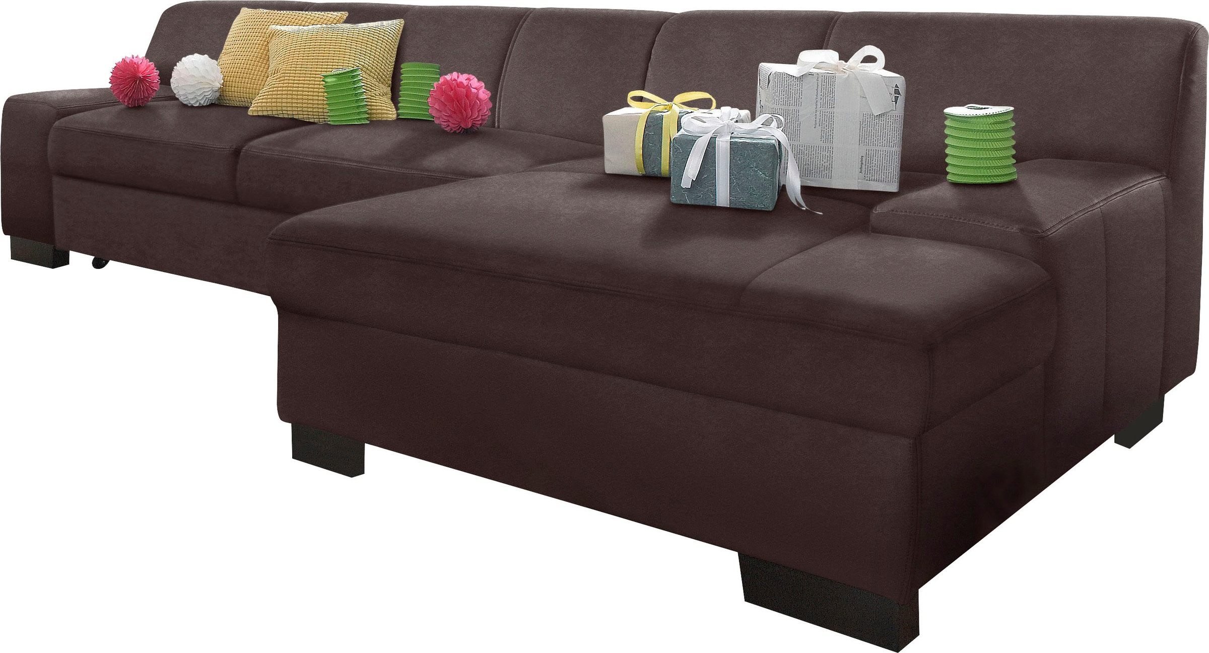 DOMO collection Ecksofa »Norma, elegant und modern, mit flachen Armlehnen, günstig online kaufen