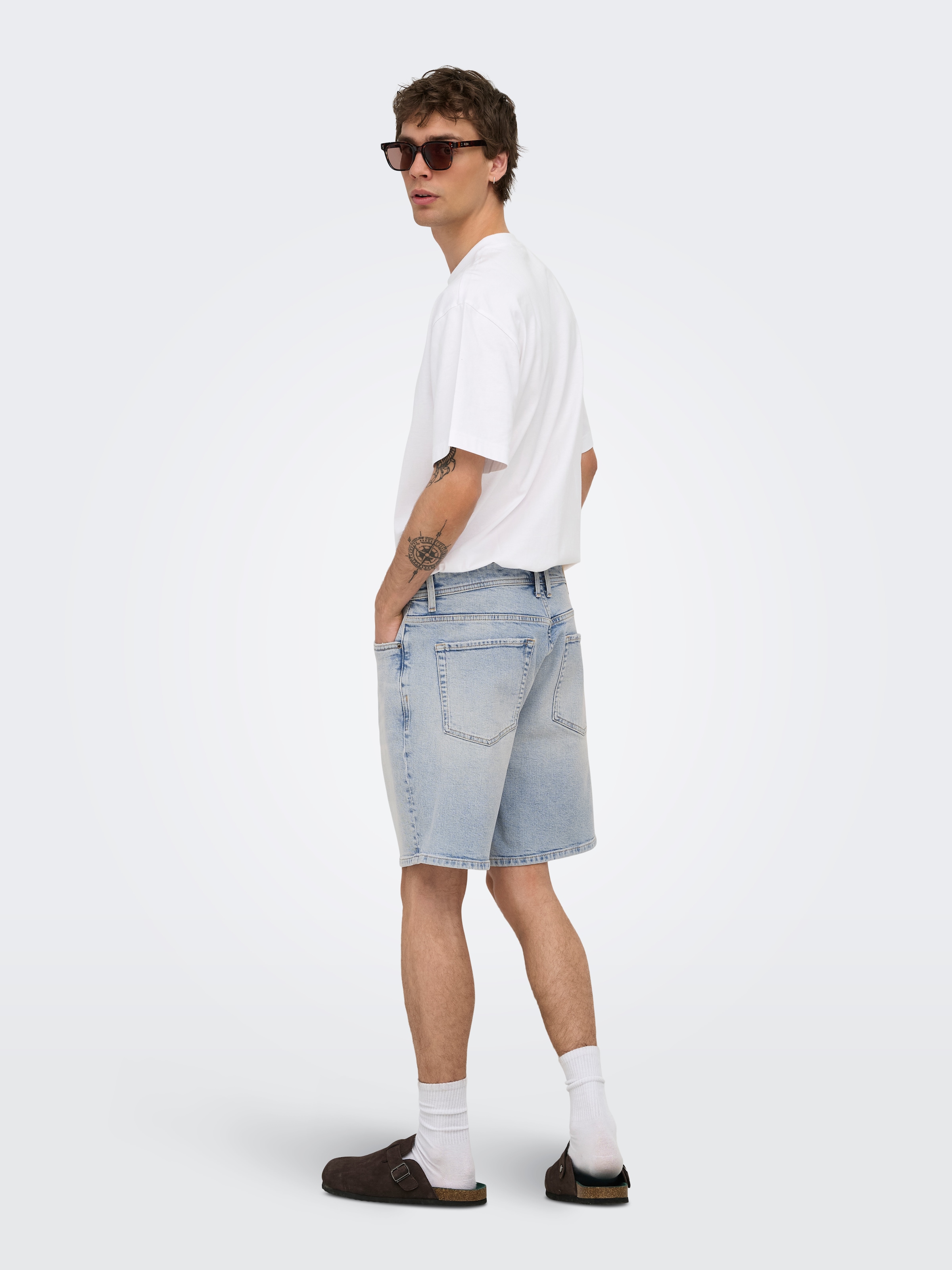 ONLY & SONS Jeansshorts »ONSEDGE PER LBB 9382 DOT DNM SHORTS NOOS« Baumwollmischung, straight fit