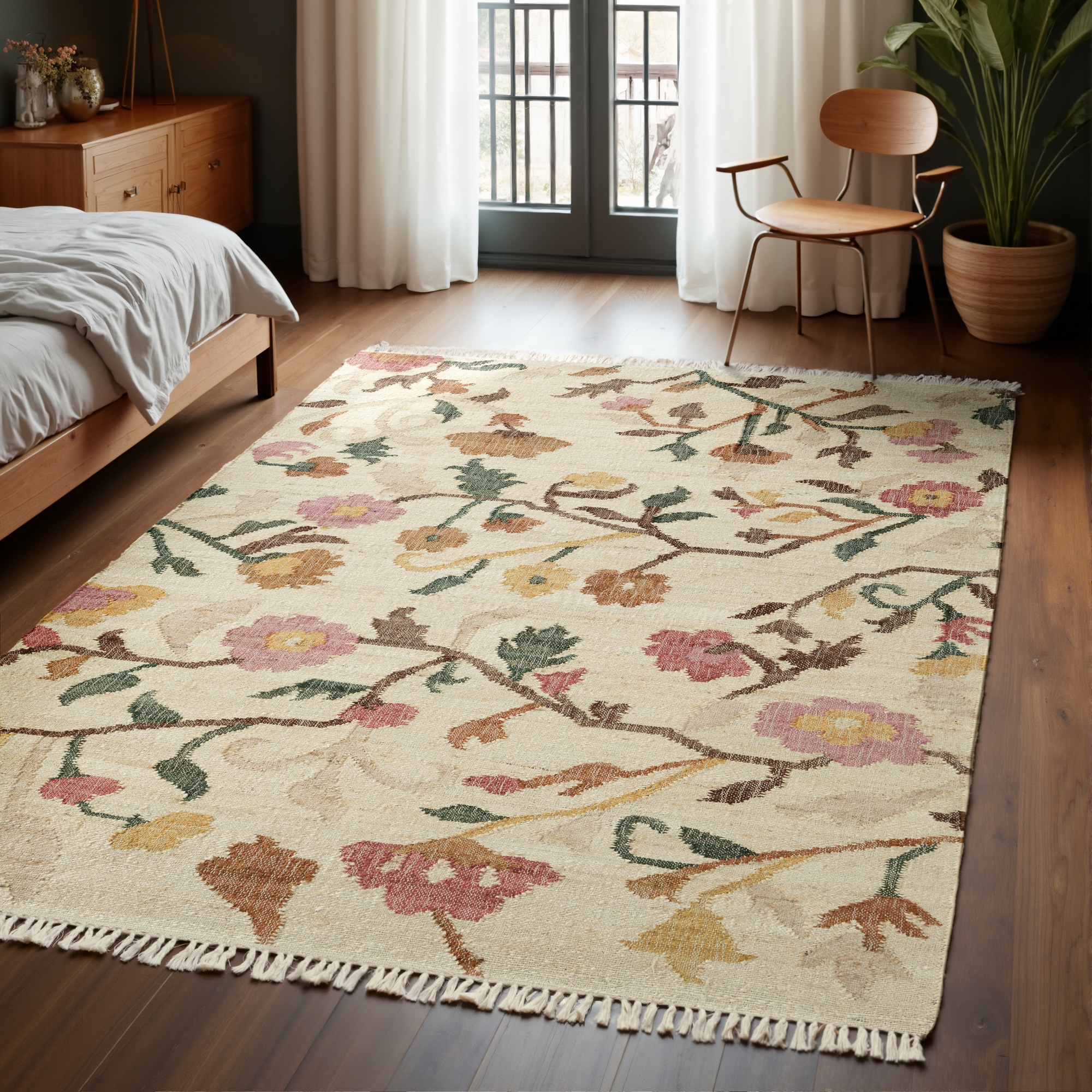 ELLE DECORATION Teppich »Kelim Violette« rechteckig 3 mm Höhe Jute, Baumwol günstig online kaufen