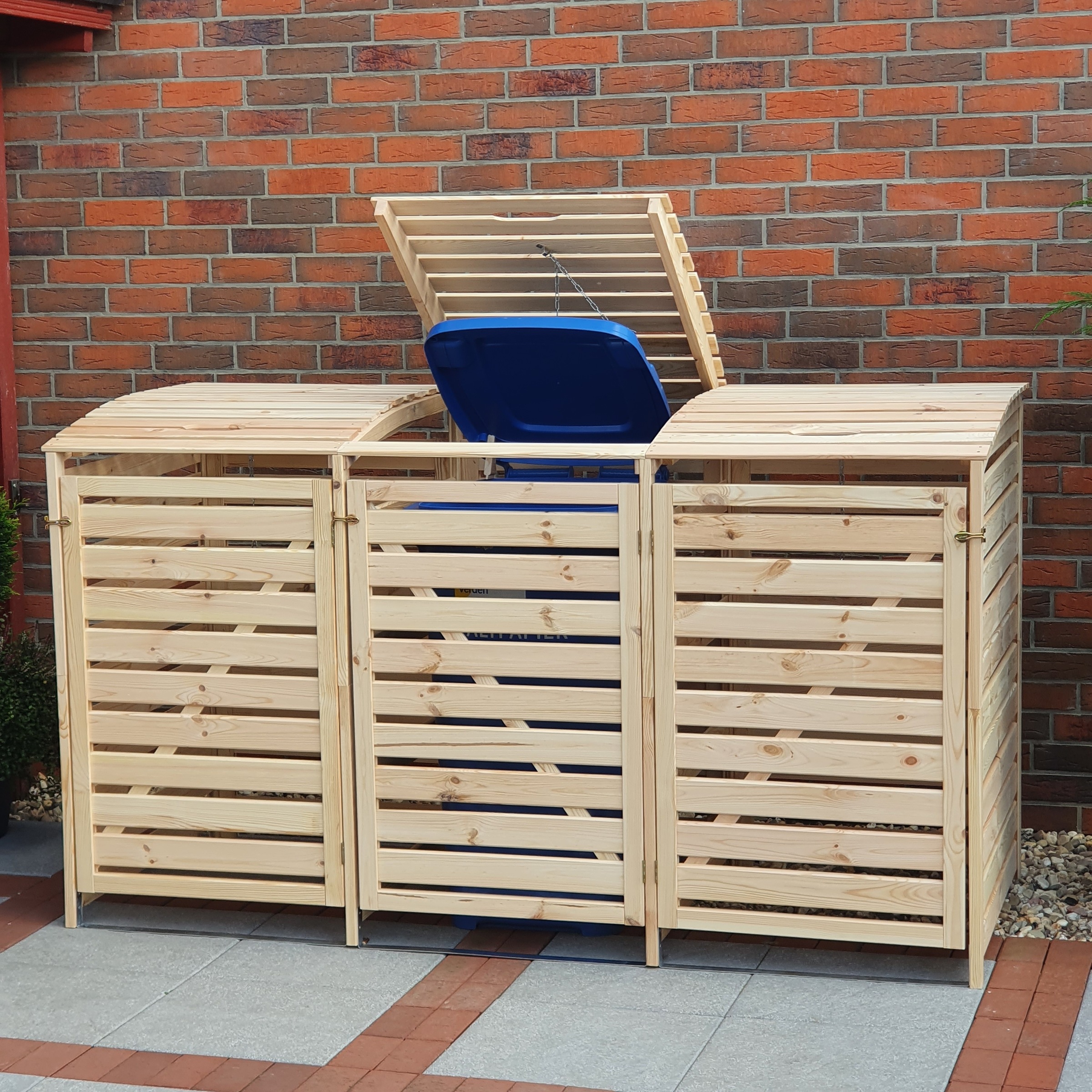 promadino Mülltonnenbox »Vario III«, für 3 Tonnen, robust aus ökologisch, zertifiziertem Kiefernholz