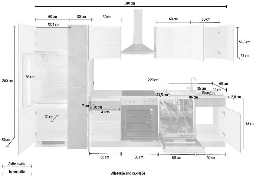 wiho Küchen Küchenzeile »Zell«, ohne E-Geräte, Breite 310 cm auf Raten  kaufen