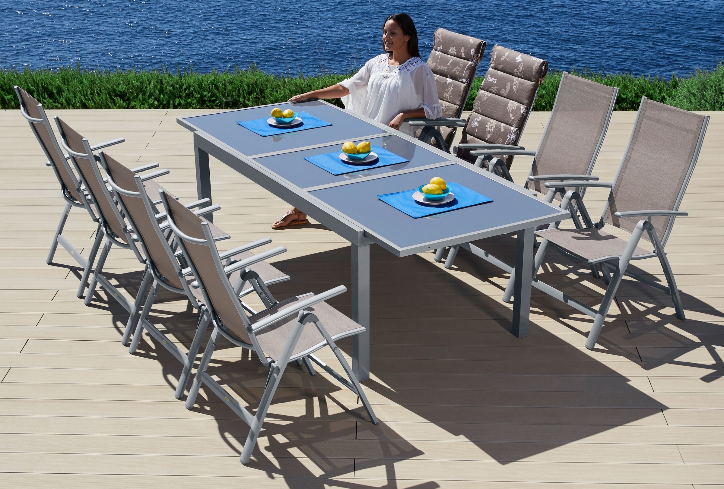 MERXX Garten-Essgruppe »Amalfi« 9 Stk. tlg. 8 Hochlehner, Tisch ausziehbar günstig online kaufen