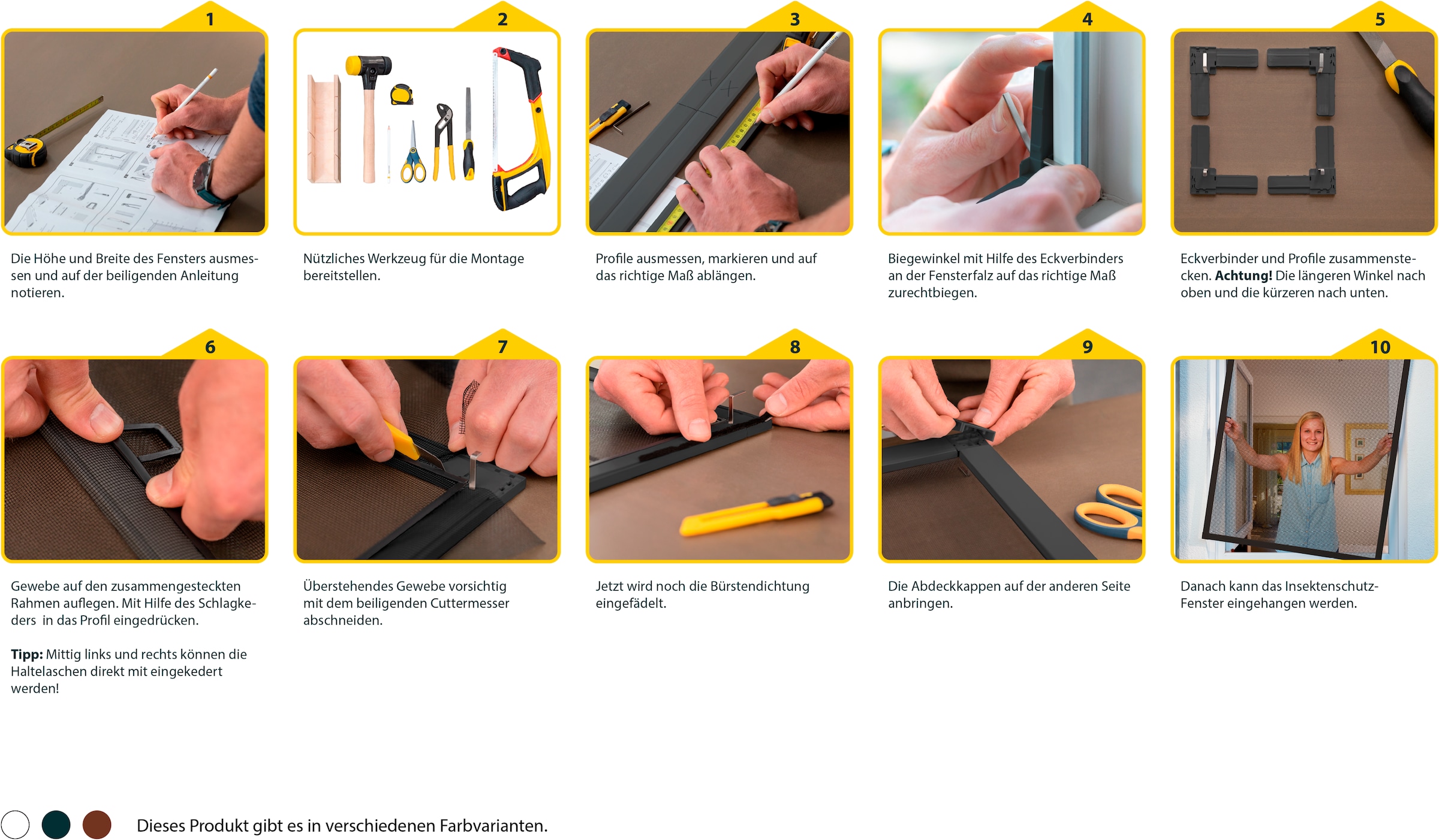 SCHELLENBERG Insektenschutz-Fensterrahmen »Fliegengitter Fenster Plus«, aus Aluminium, 100 x 120 cm und 130 x 150 cm, anthrazit und weiß