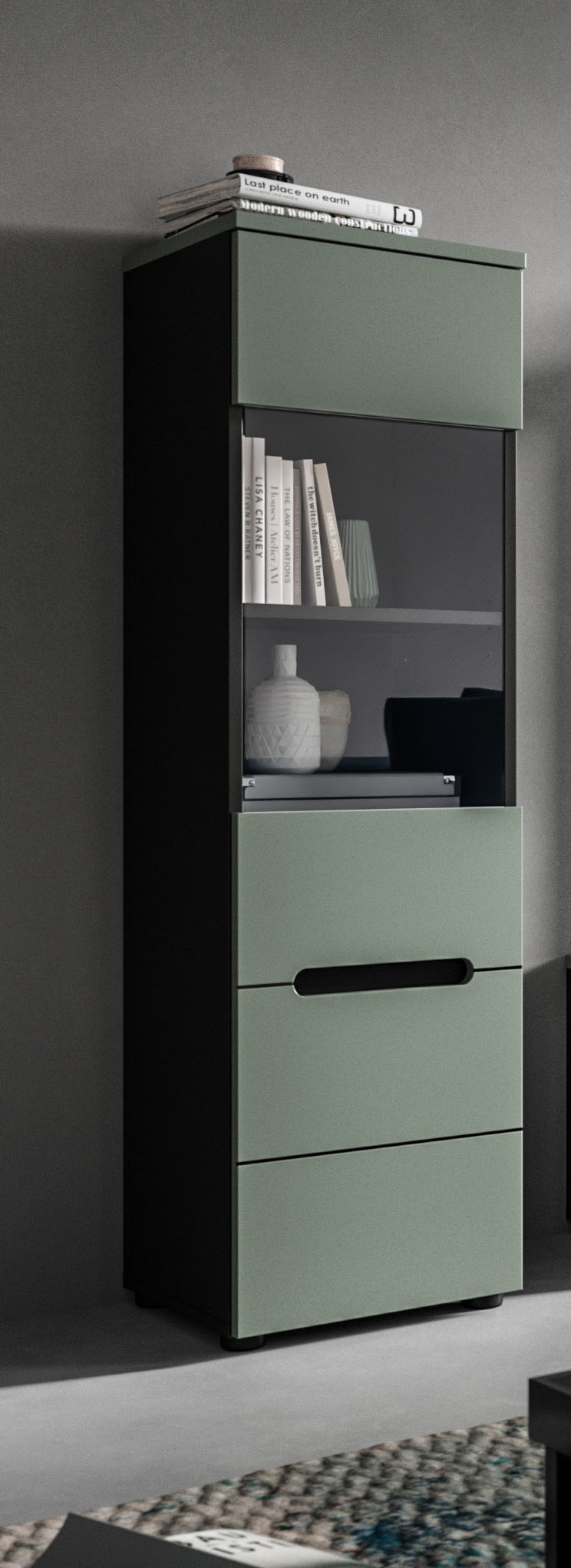 INOSIGN Vitrine »REHAT, TOPSELLER!, Höhe: 125 cm, 1 Glastür, 1 Böden, 3 Fächer«, (1 St.), Vitrinenschrank, Schrank, Glasvitrine, Wohnzimmervitrine