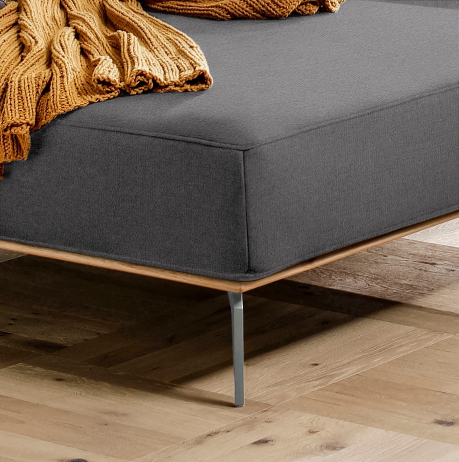 W.SCHILLIG Ecksofa »run, Designsofa mit tollem Sitzkomfort, bequem, L-Form«, mit elegantem Holzsockel, Füße in Silber matt, Breite 279 cm