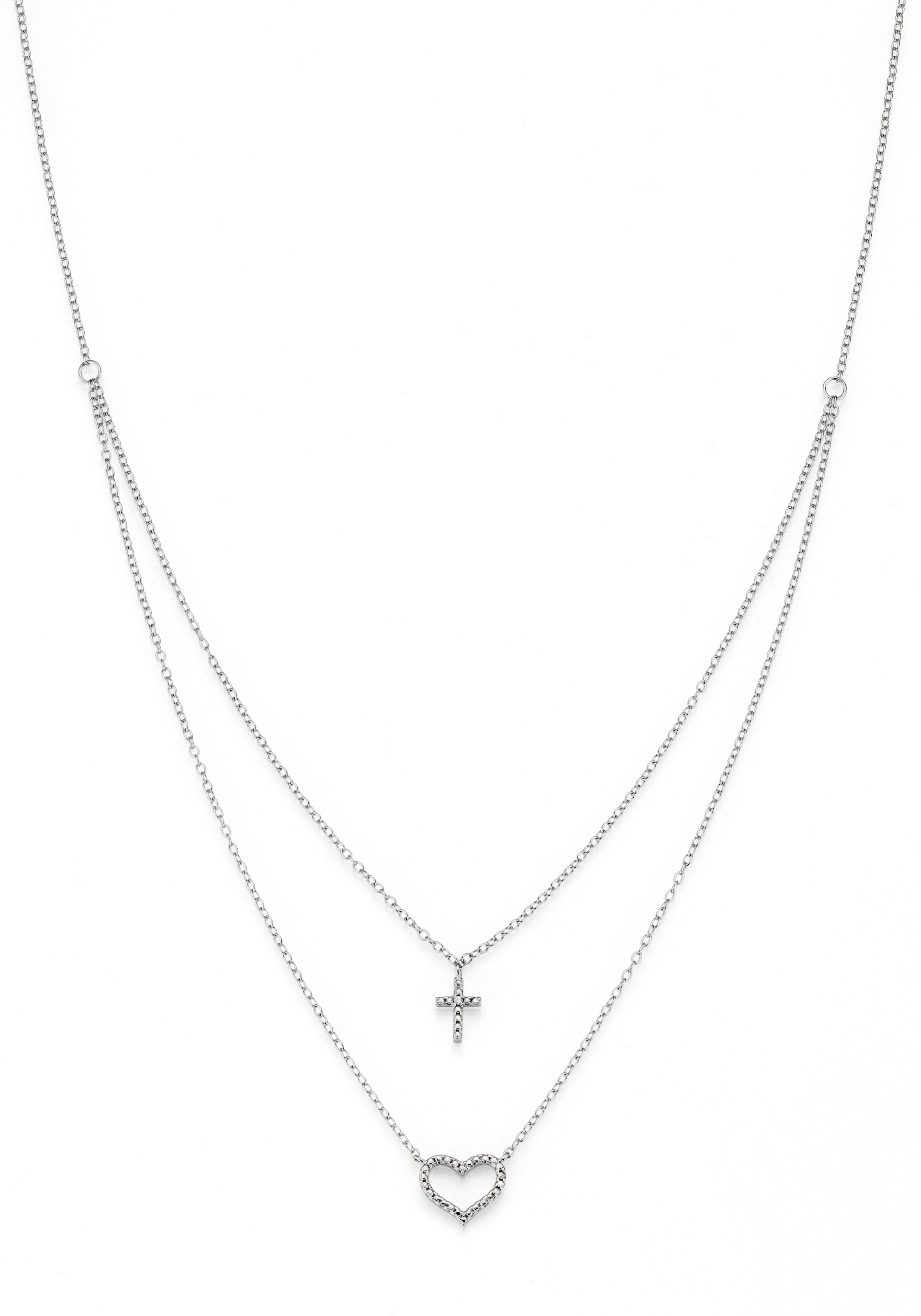 Firetti Kette Zirkonia mit teilweise Kreuz mehrreihig«, kaufen Anhänger im & Online-Shop Geschenk, »Schmuck Herz, mit