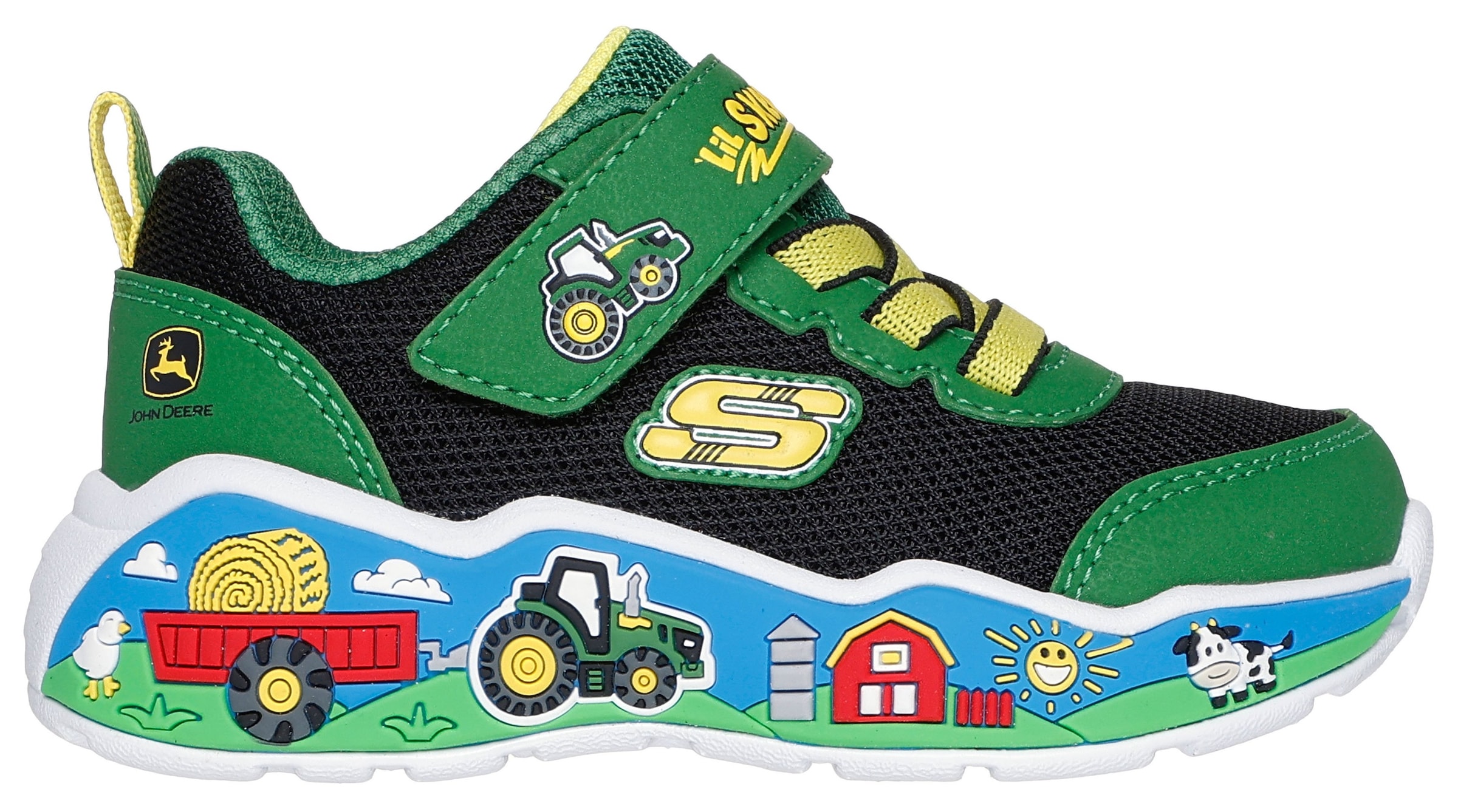 Skechers Sneaker »PLAY SCENE JOHN DEERE«, Klettschuh im John Deere Design, Größenschablone zum Download