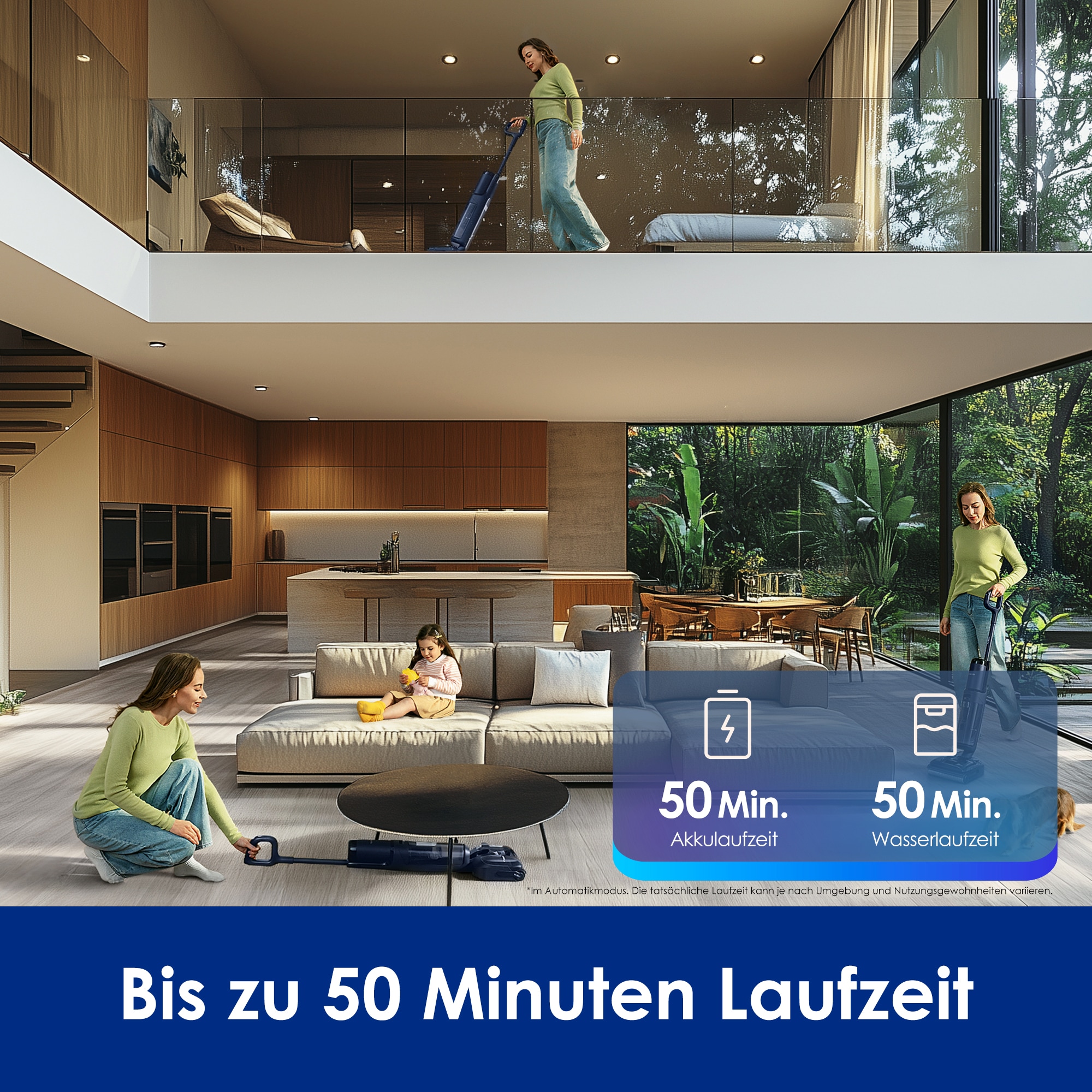 Tineco Nass-Trocken-Sauger »Floor One S7 Stretch, 85° Grad Heißluft-Trocknung, 180° Grad Neigung«, 50 Min Akku, automatische Anpassung der Saugleistung, Tierhaarfilter