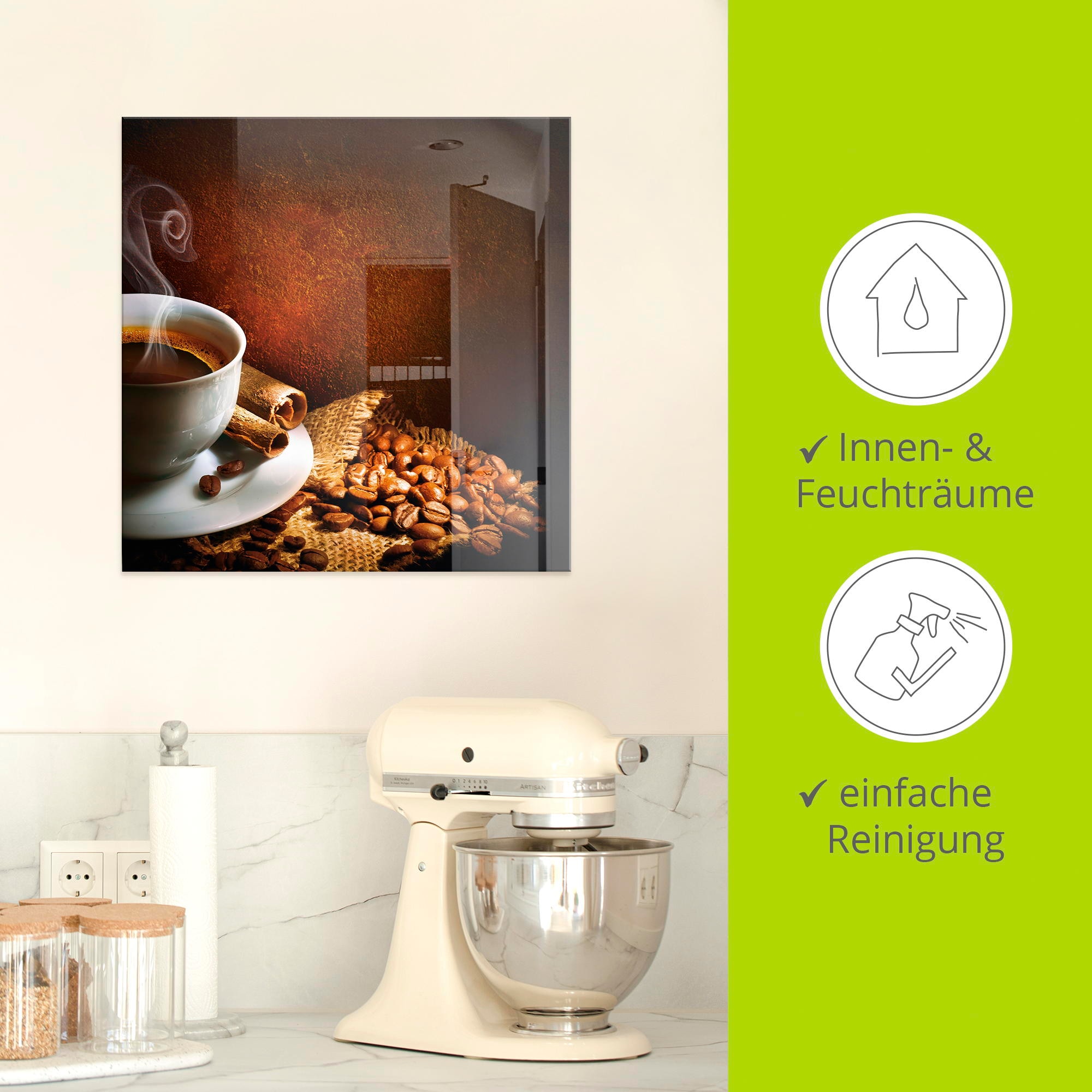 Artland Glasbild »Kaffee«, Getränke, (1 St.), in verschiedenen Größen