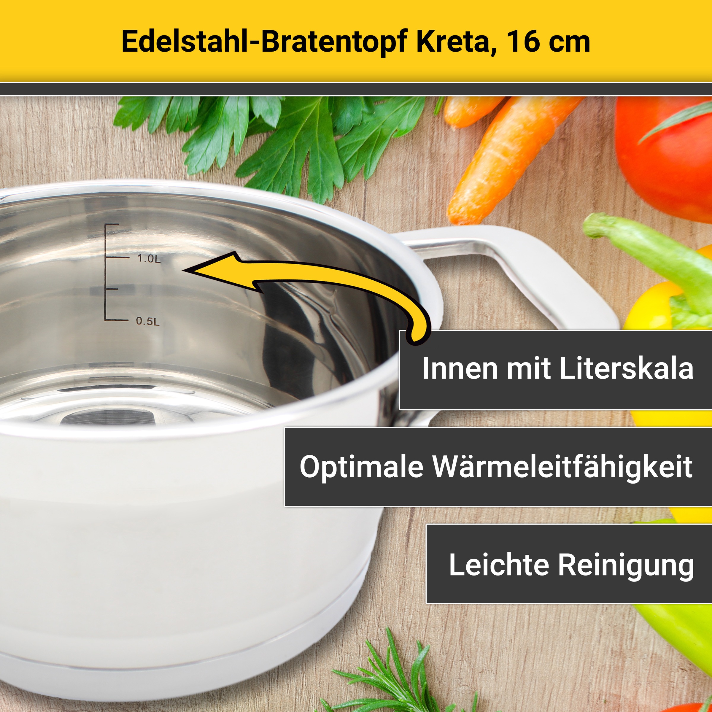 Krüger Bratentopf »Kreta«, Edelstahl 18/10, (2 tlg.), mit Edelstahldeckel, günstig online kaufen