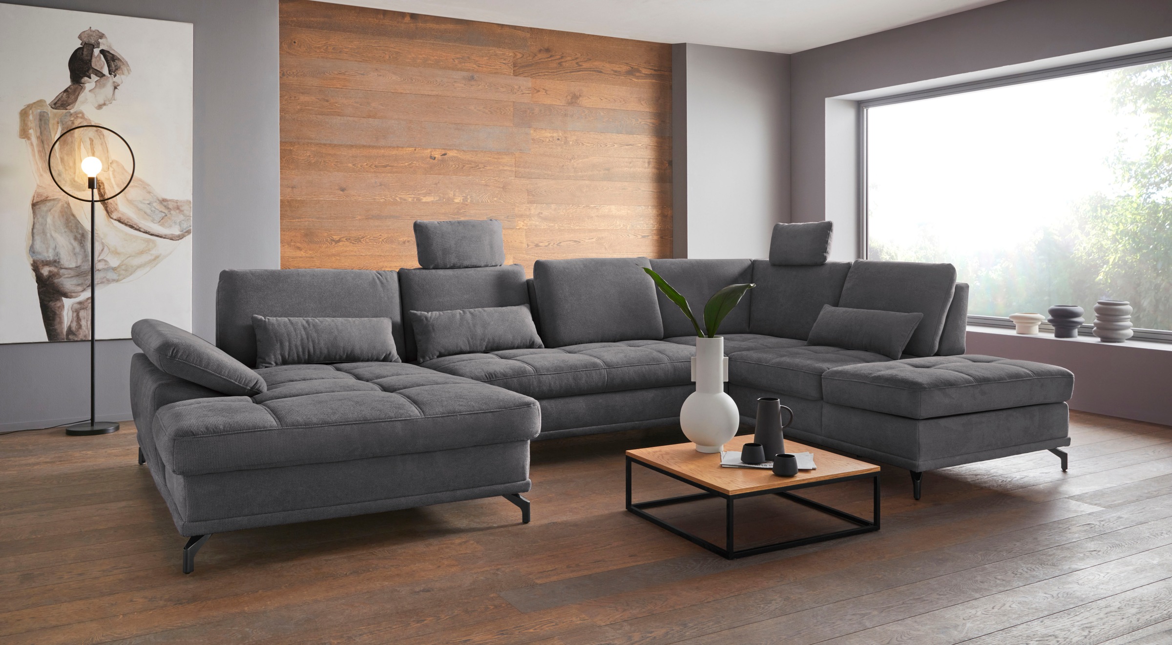 Places of Style Wohnlandschaft »Costello U-Form, mit Sitztiefenverstellung, günstig online kaufen