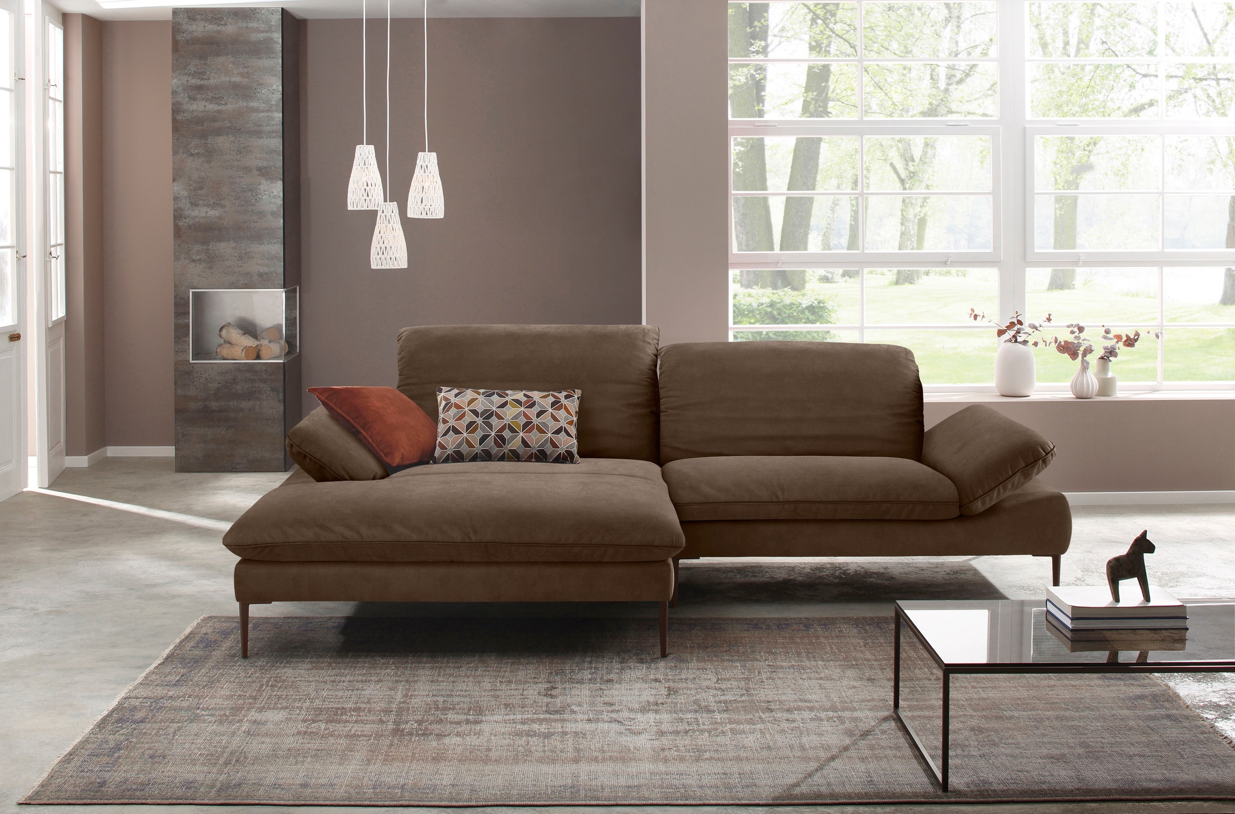 W.SCHILLIG Ecksofa »enjoy&MORE, Designsofa, elegant und bequem, L-Form«, Sitztiefenverstellung, Füße bronze pulverbeschichtet, Breite 294 cm