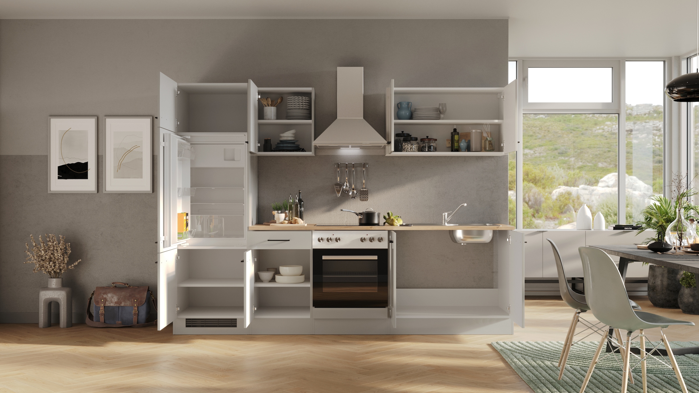 Flex-Well Küchenzeile »Lund« wahlweise mit E-Geräten, Gesamtbreite 270 cm