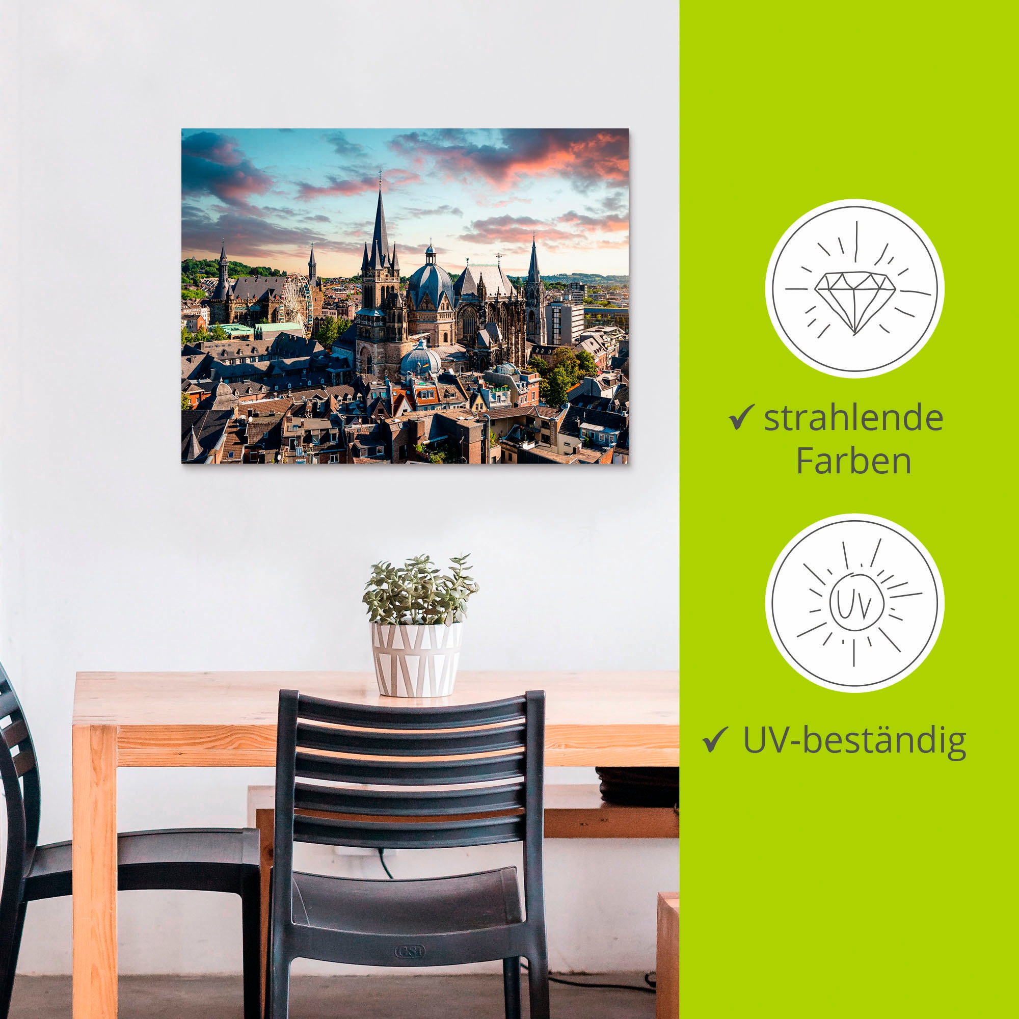 Artland Alu-Dibond-Druck »Aachen Panorama I«, Deutschland, (1 St.), für Innen- und Außenbereich geeignet, Outdoorbild