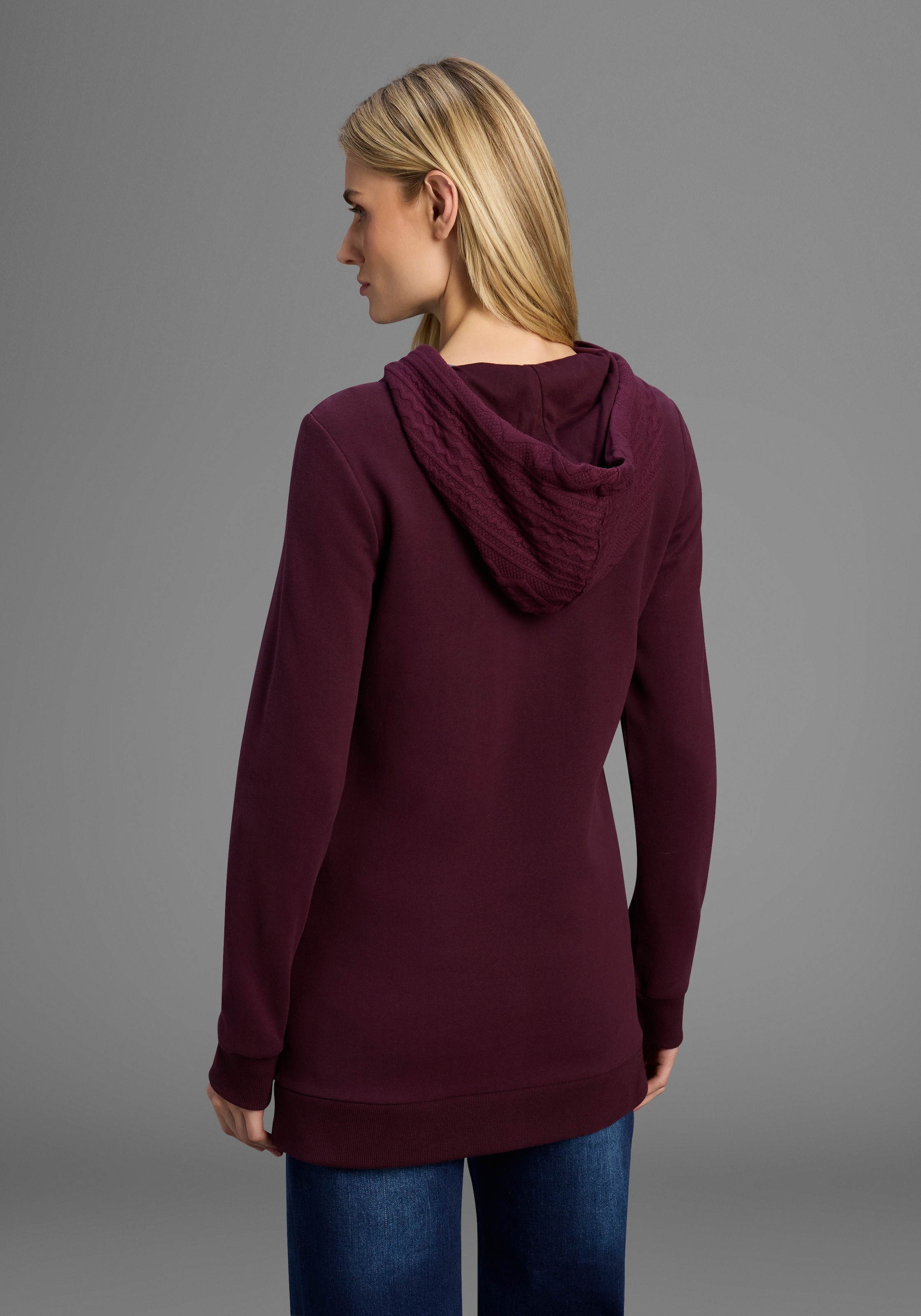 KangaROOS Kapuzensweatjacke mit Zopfmusterdetails