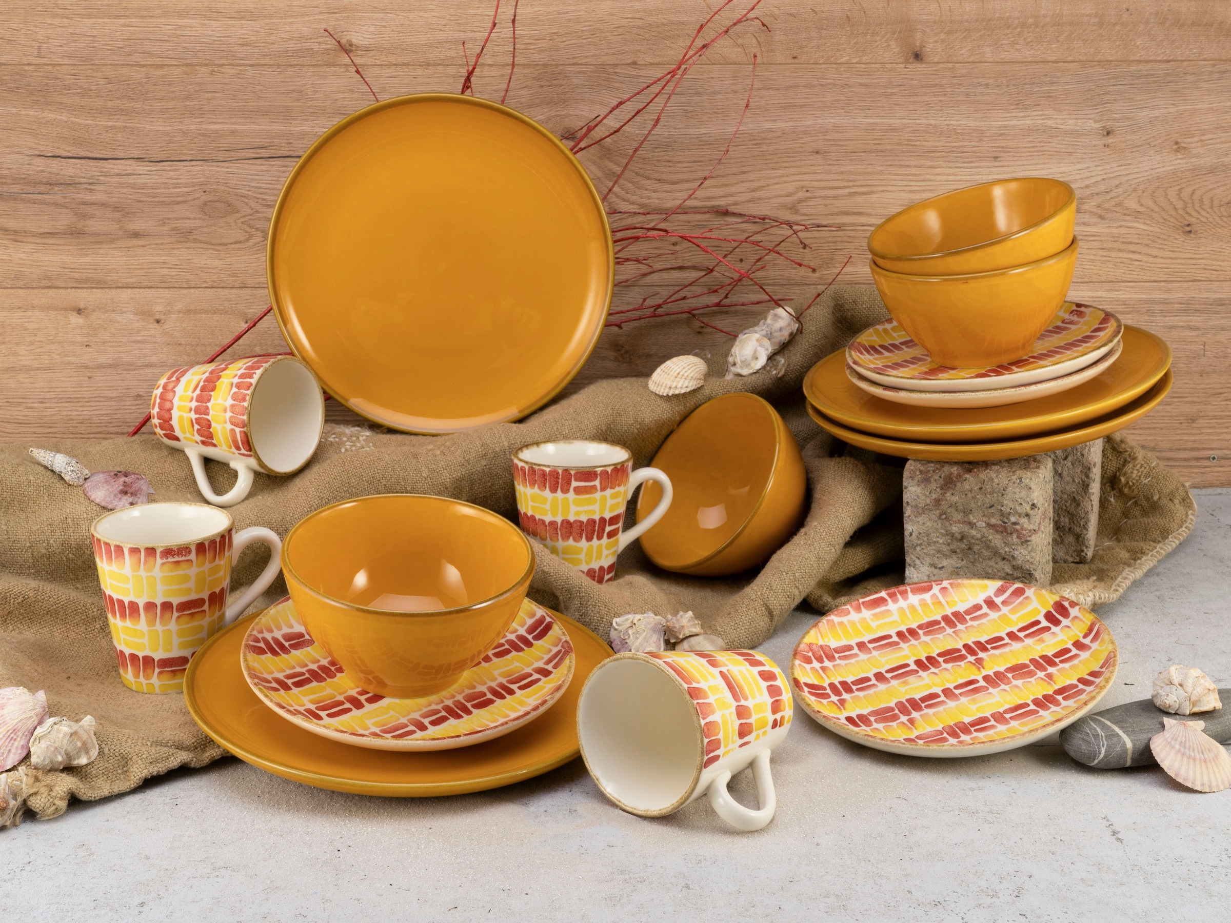 CreaTable Kombiservice MARBELLA orange Steingut 16 tlg. günstig online kaufen