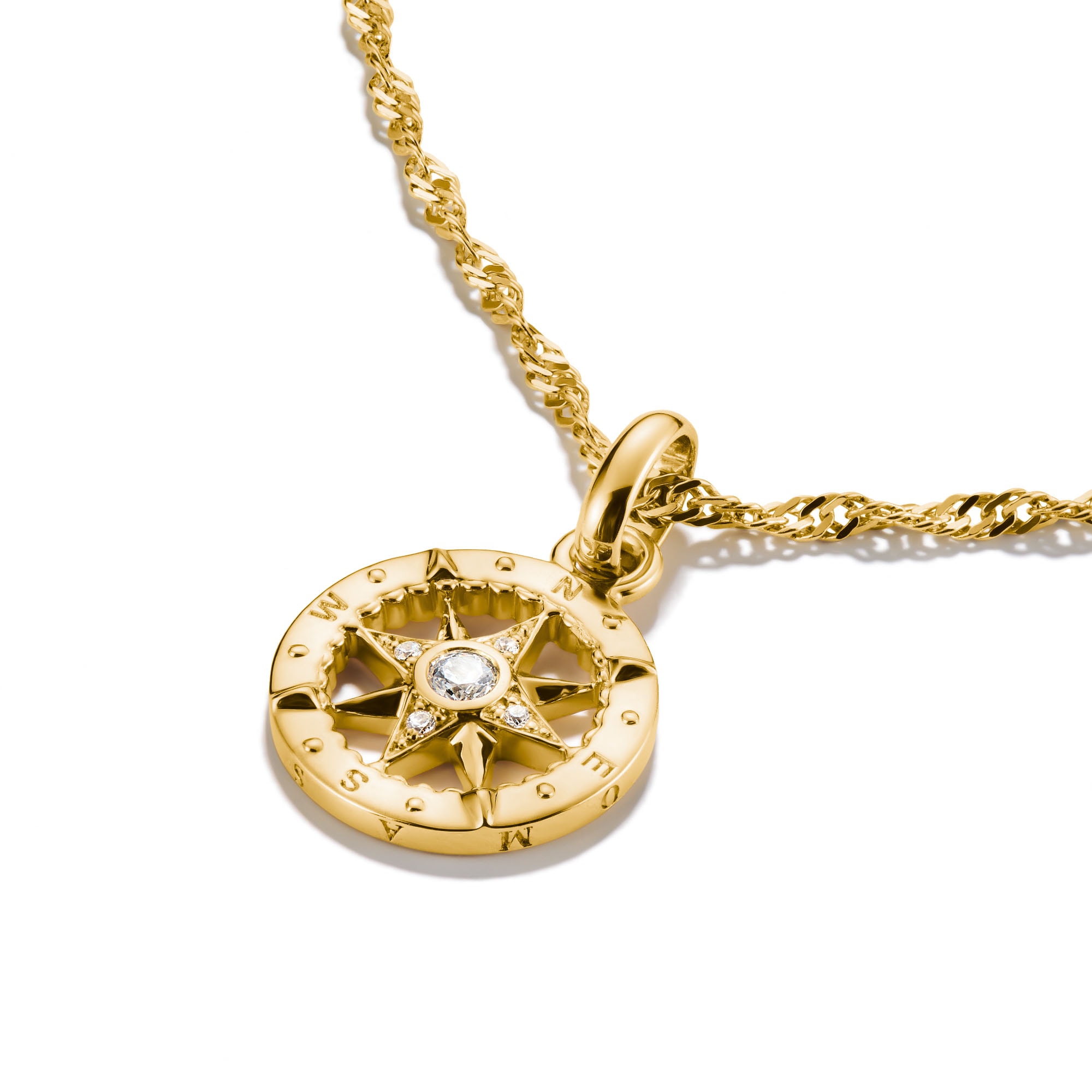 THOMAS SABO Charm-Einhänger »Charm Kompass vergoldet - Connect, CC1261-414-14«, mit Zirkonia (synth.)