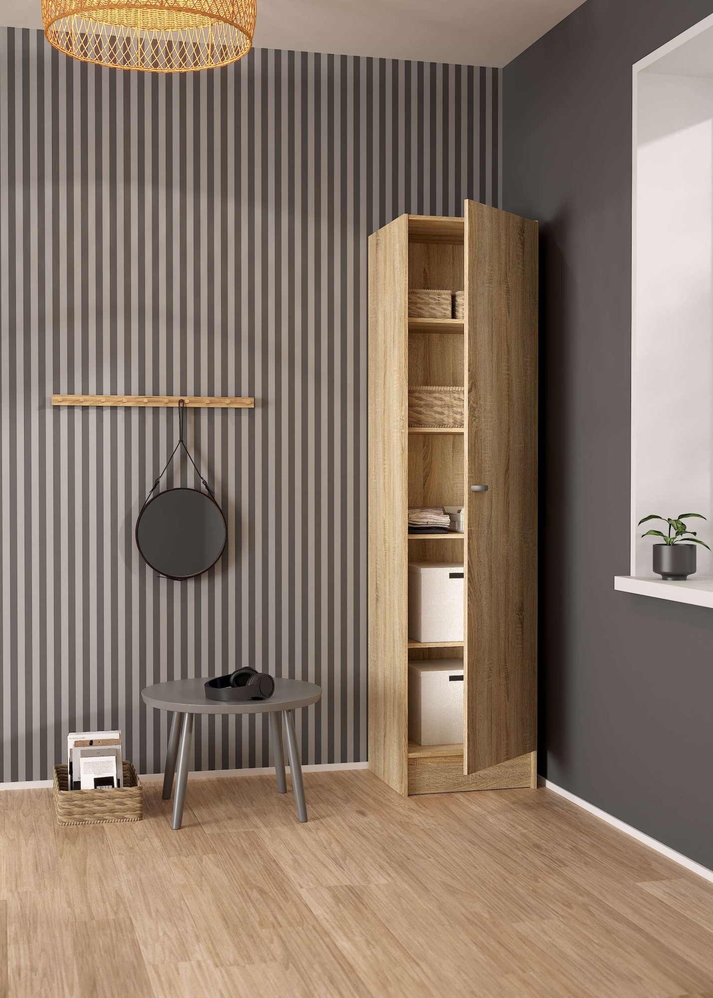INOSIGN Drehtürenschrank »Focus, Kleiderschrank, Stauraum«, 1 Tür, 4 Einlegeböden, schmal, vielseitig einsetzbar, Breite 49 cm