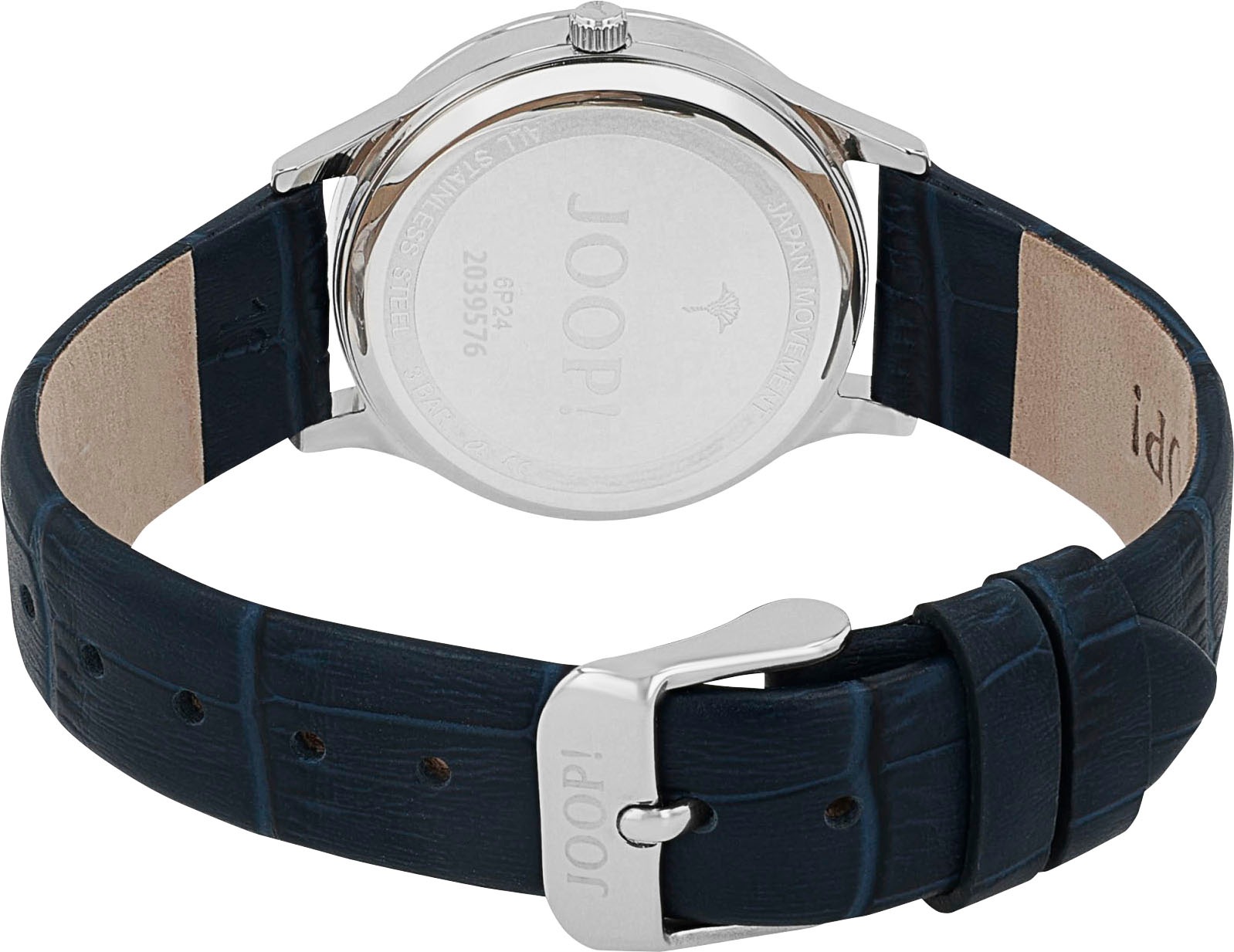 JOOP! Quarzuhr, Armbanduhr, Damenuhr, Lederarmband, analog,Zirkonia (synth.),Mondphase