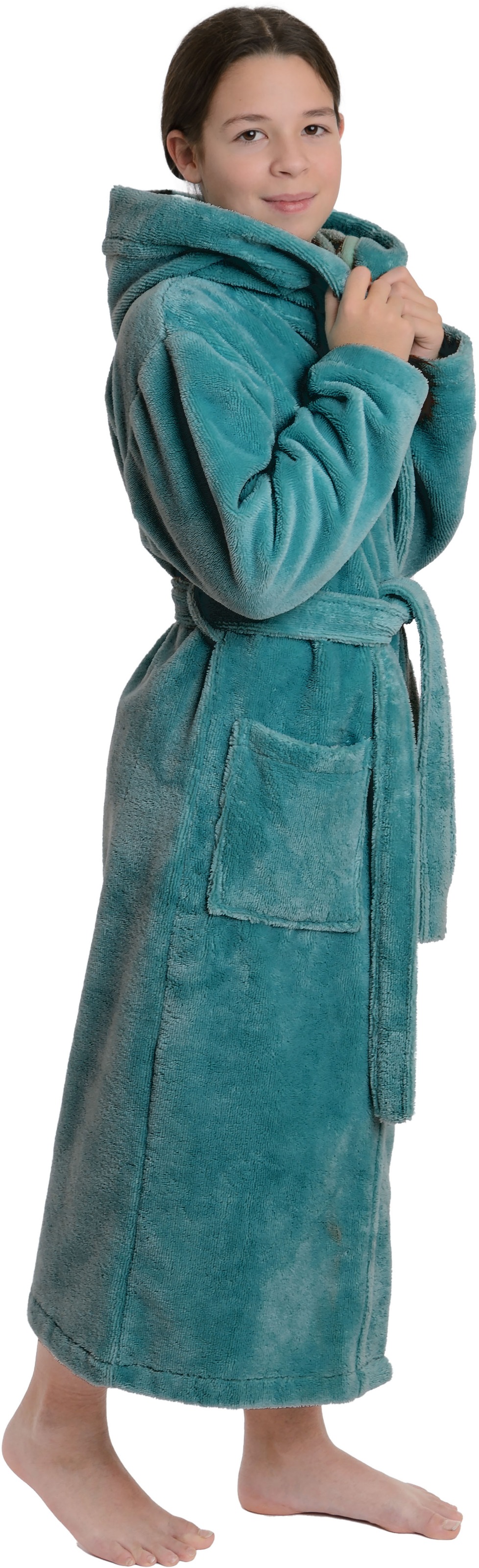 Wewo fashion Kinderbademantel »8514« 1 Stk. mit kuscheliger Kapuze blau Baumwoll-Mix 152 L: 100cm