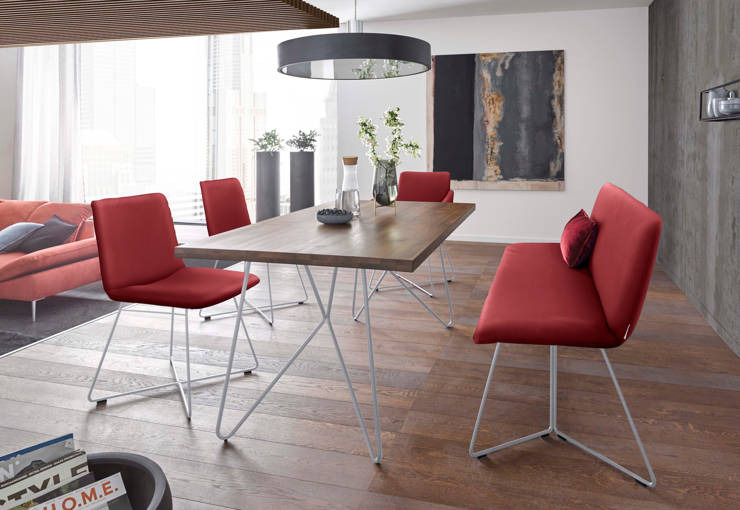 W.SCHILLIG Polsterstuhl »jakob«, Longlife Xtra-Leder Z59, mit Drahtrohrgestell in Silber matt