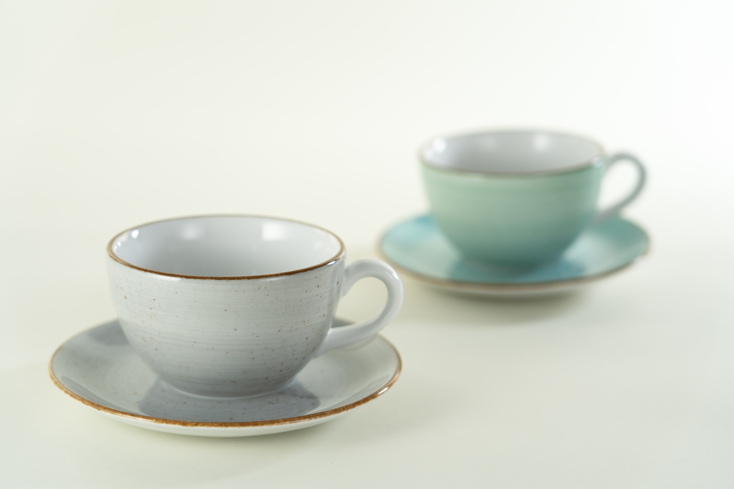 CreaTable Cappuccinotasse »Vintage Nature Stein, Cappuccino-Set, 8-tlg.«, (Set, 8 tlg.), Handgemalt, Gesprenkelt, Rustikales Außenband