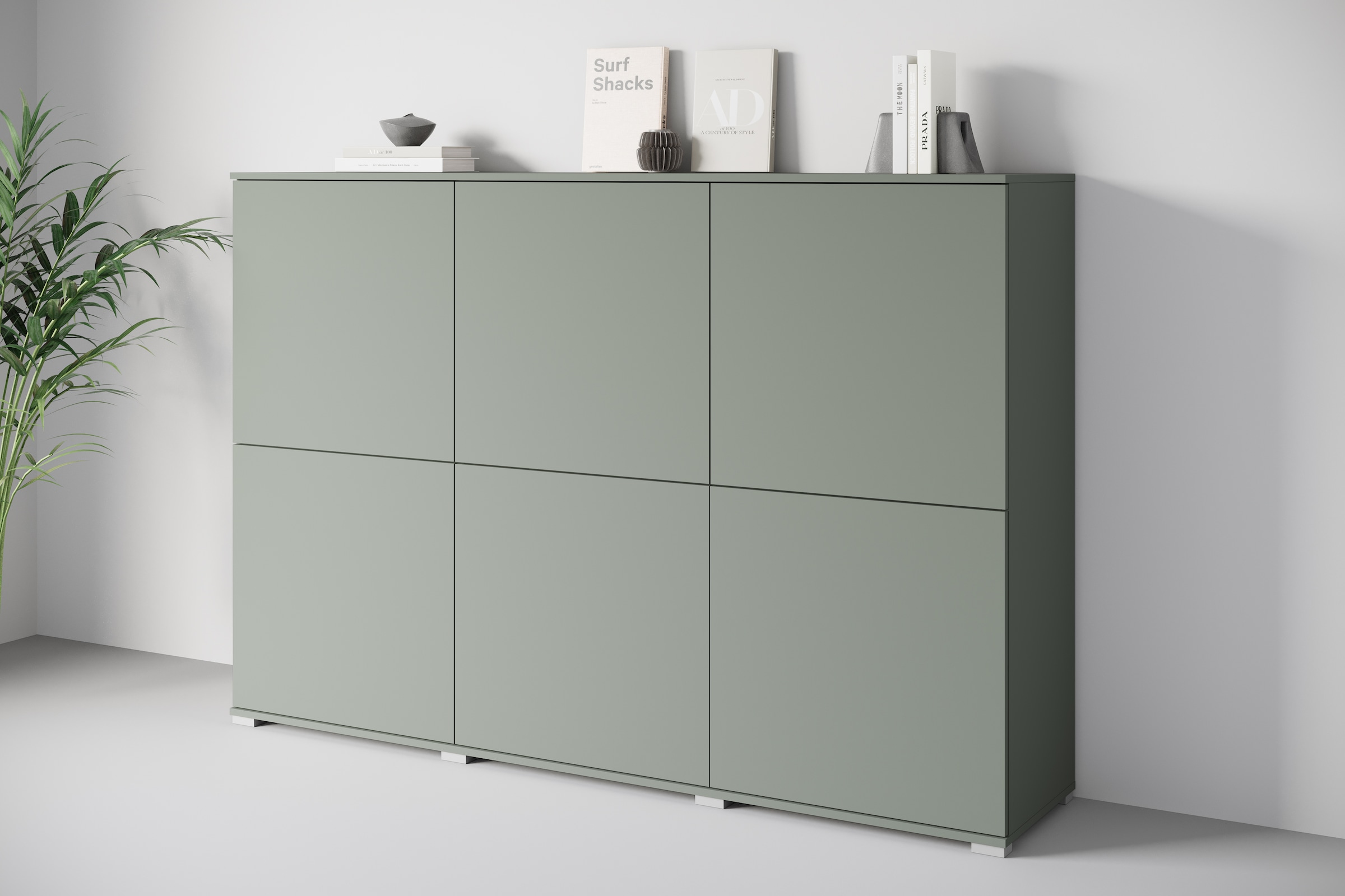 INOSIGN Highboard »Kenia, moderne grifflose Hochkommode mit 6 Türen, Breite 180 cm«, (1 St.), Push-to-Open-Fronten, höhenverstellbaren Einlegeböden