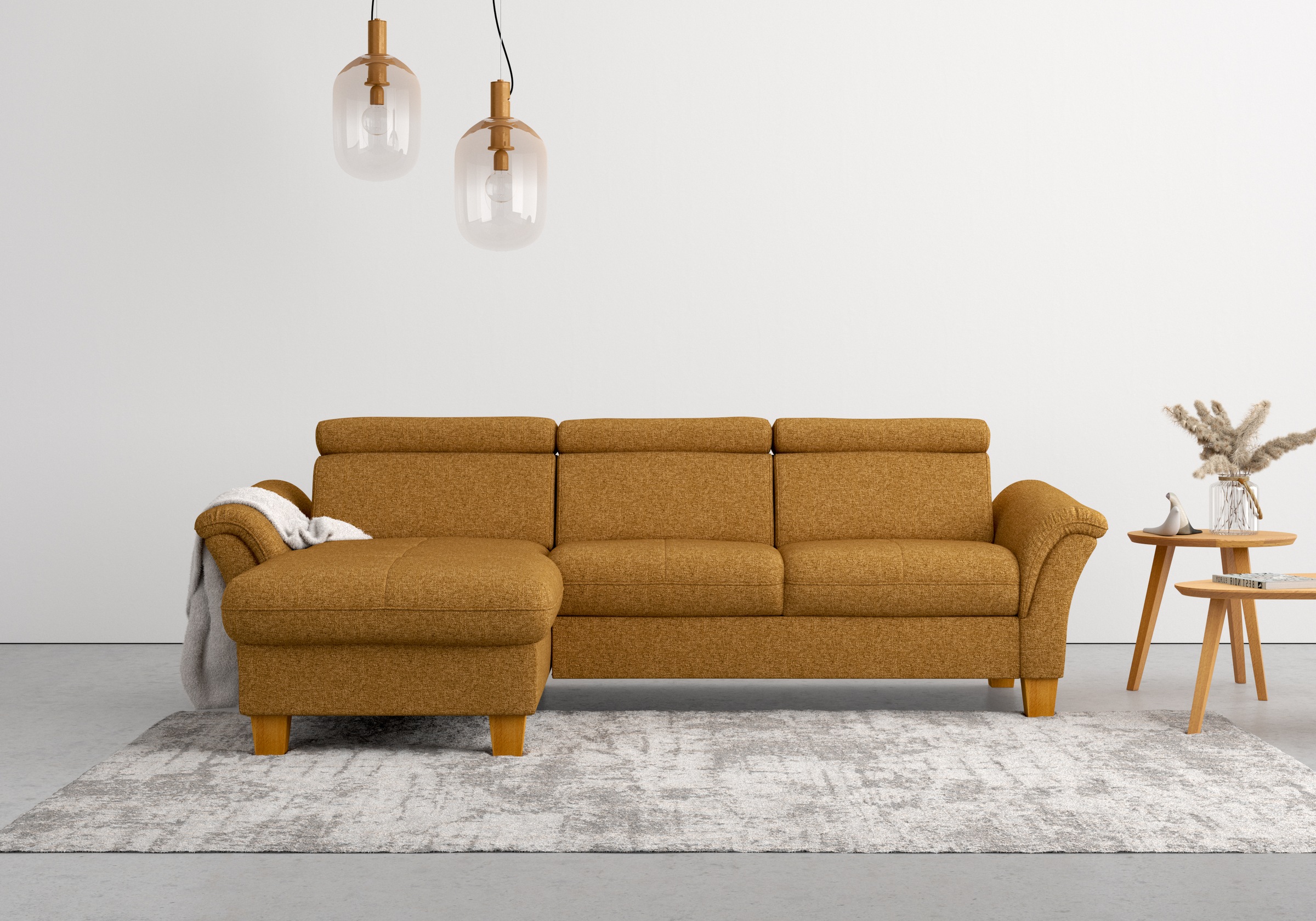 Home affaire Ecksofa »Lindgren L-Form«, wahlweise mit Bett mit klappbaren Rollen, Kasten und Kopfverstellung