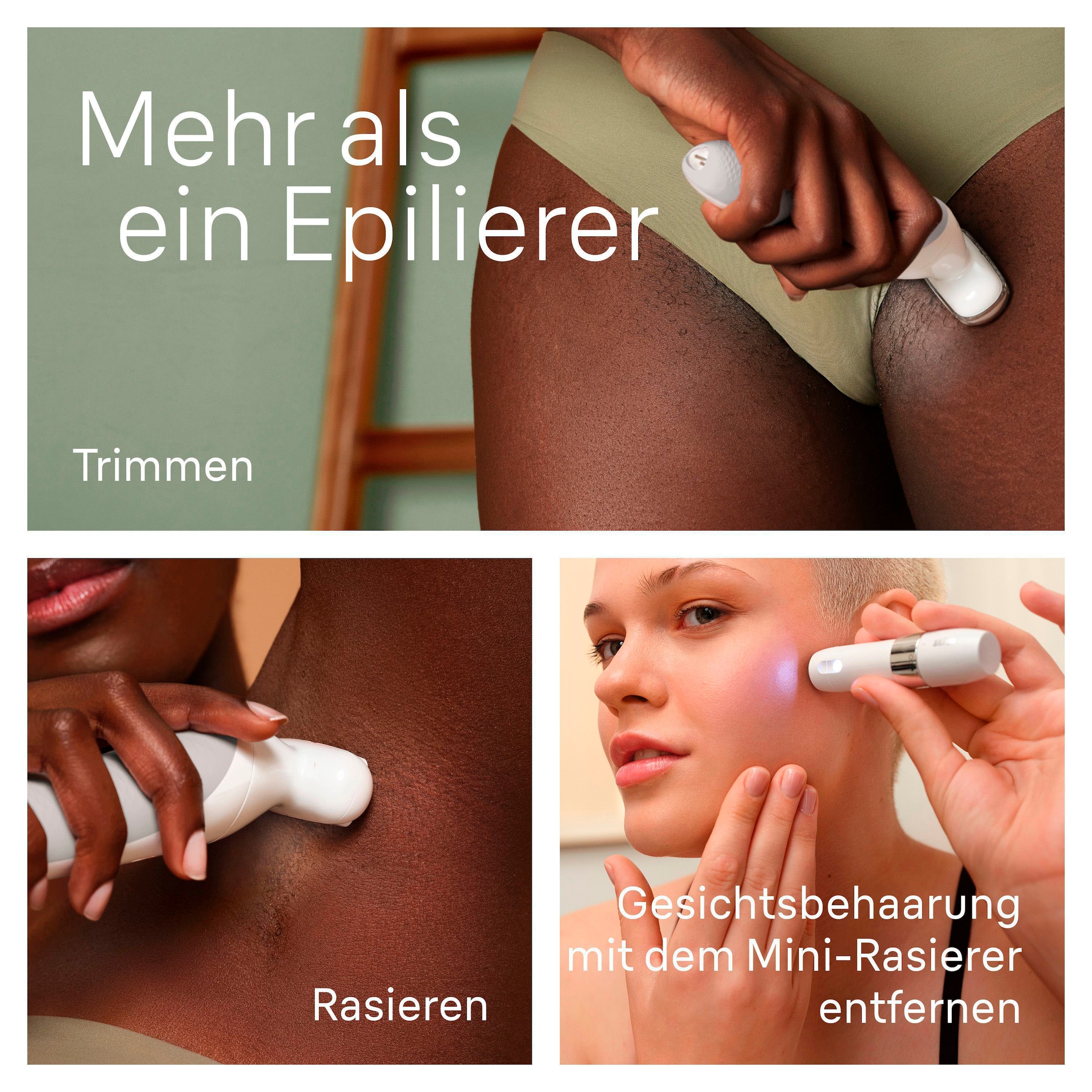 Braun Epilierer »Silk-épil 9-341 SensoSmartTM«, mit Rasier- und Trimmeraufsatz & Mini-Rasierer für das Gesicht
