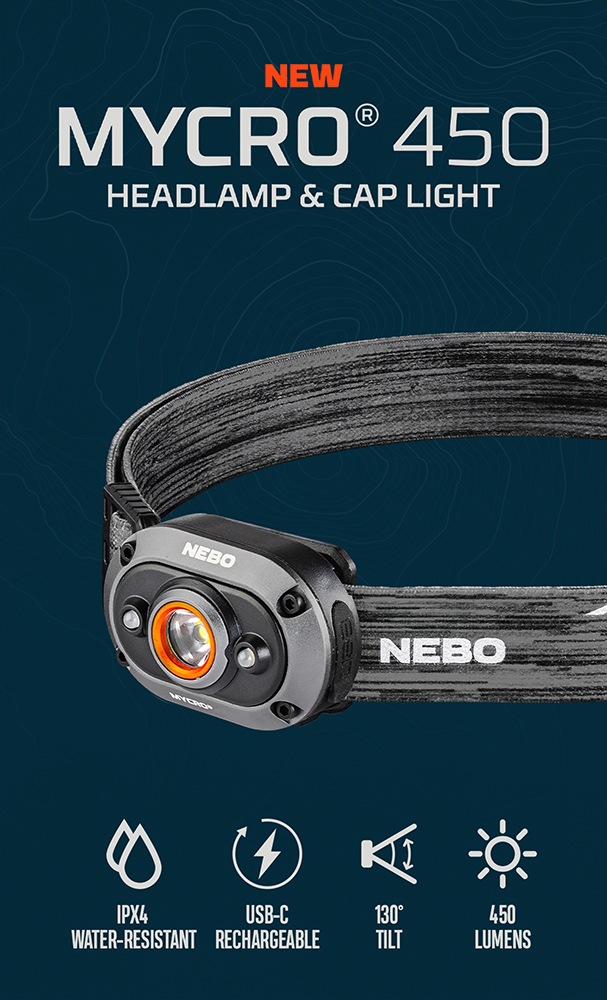 NEBO LED Taschenlampe »Nebo MYCRO 450+« Set, Stirnlampe inkl. Ladekabel, Strinband, 3 Stk. tlg.