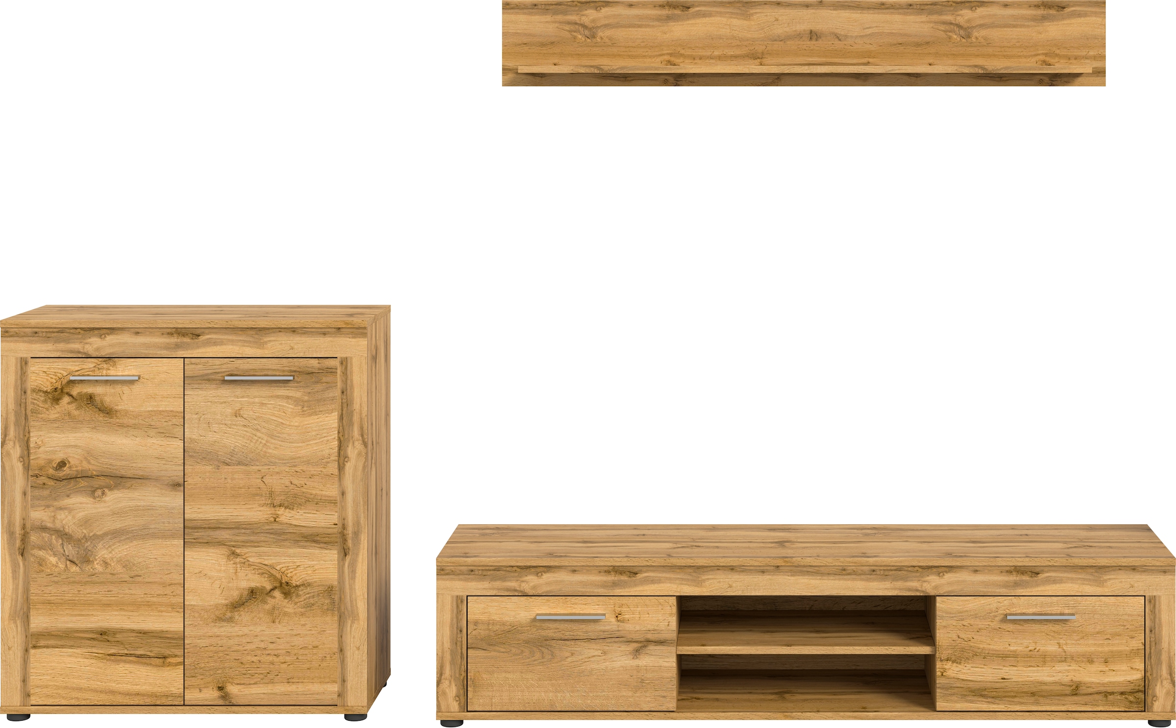 INOSIGN Wohnwand »Aosta, Breite 255cm, bestehend aus Highboard, Lowboard, Wandboard«, (3 St.), Wohnwand, Kombination, Anbauwand, Möbel Set, Schrankwand, Möbel Kombi