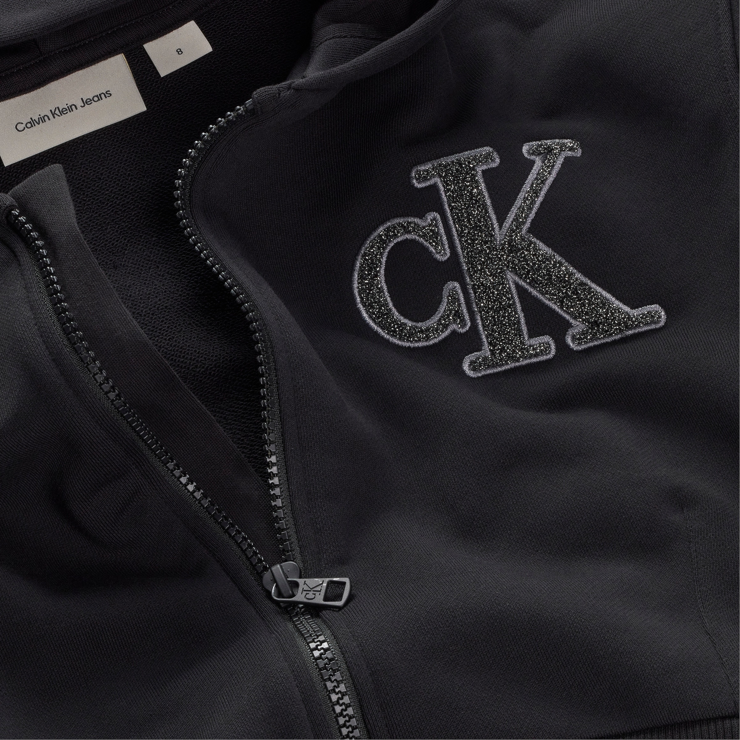 Calvin Klein Jeans Sweatjacke »CK LOGO TERRY ZIP THROUGH« für Kinder bis 16 Jahre, mit Glitzer-Applikation