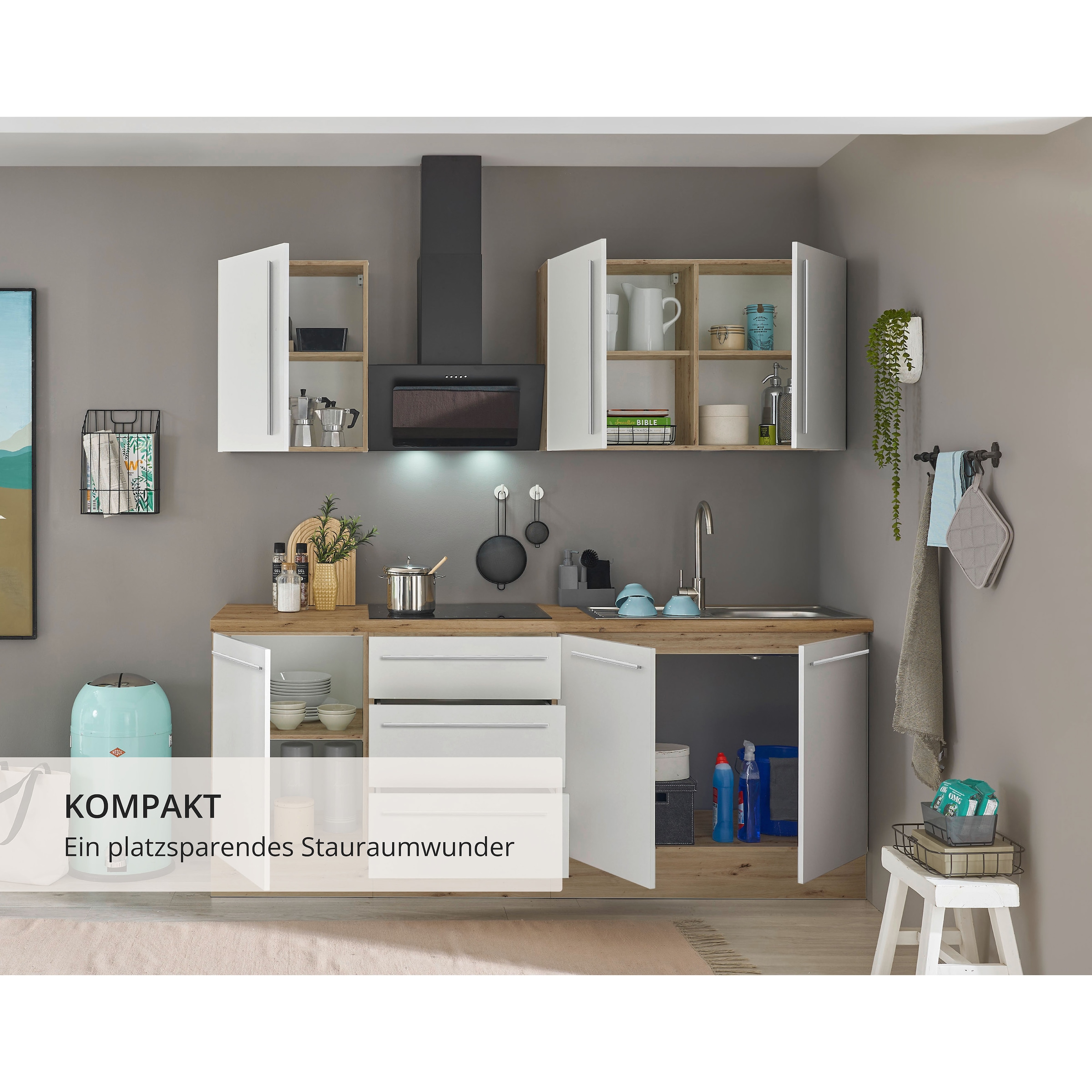 KOCHSTATION Küchenzeile »Florida« Breite 210 cm, Softclose für Türen und Schubkästen, ohne E-Geräte