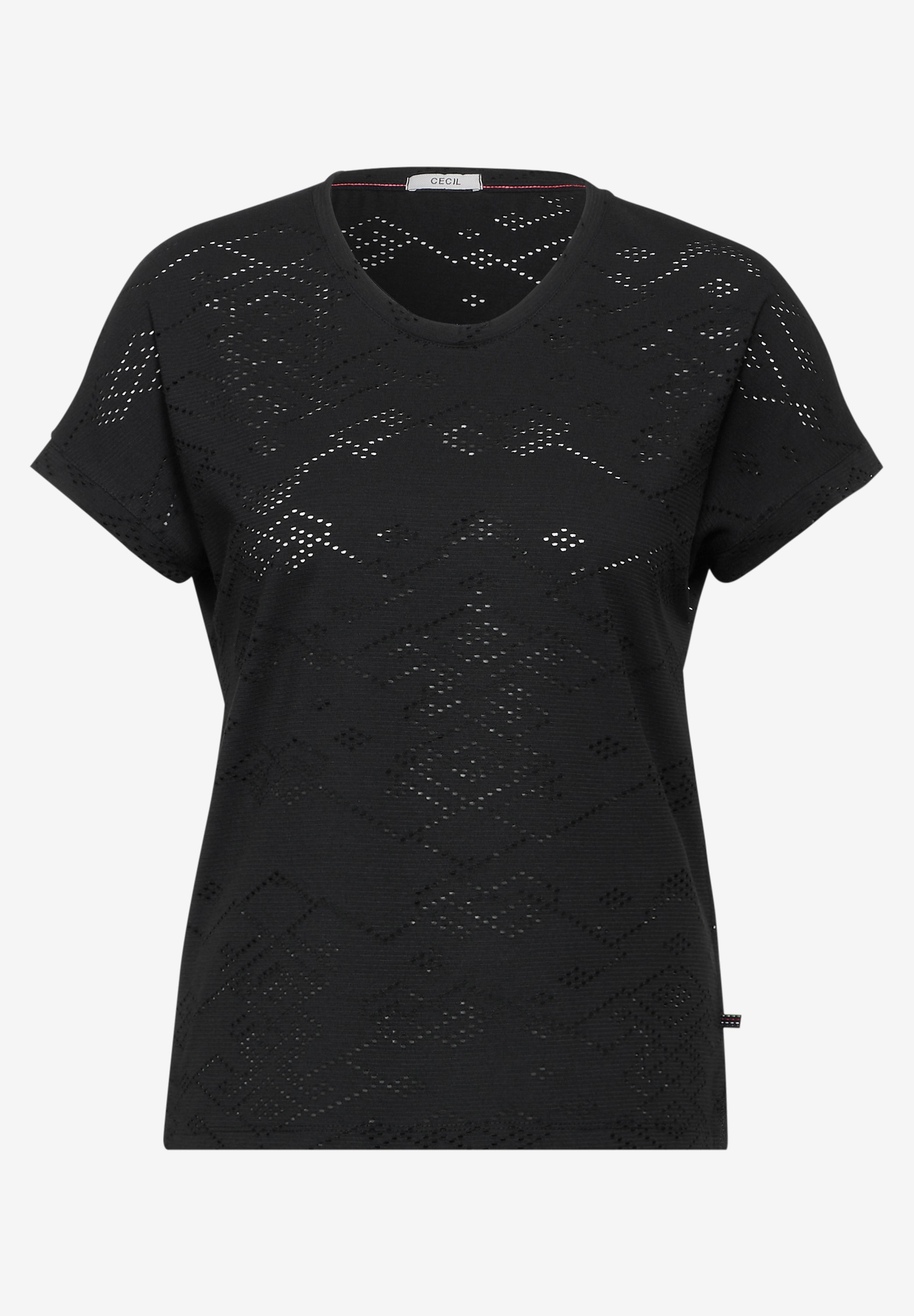 Cecil T-Shirt, mit Lochmuster in Ornamentform