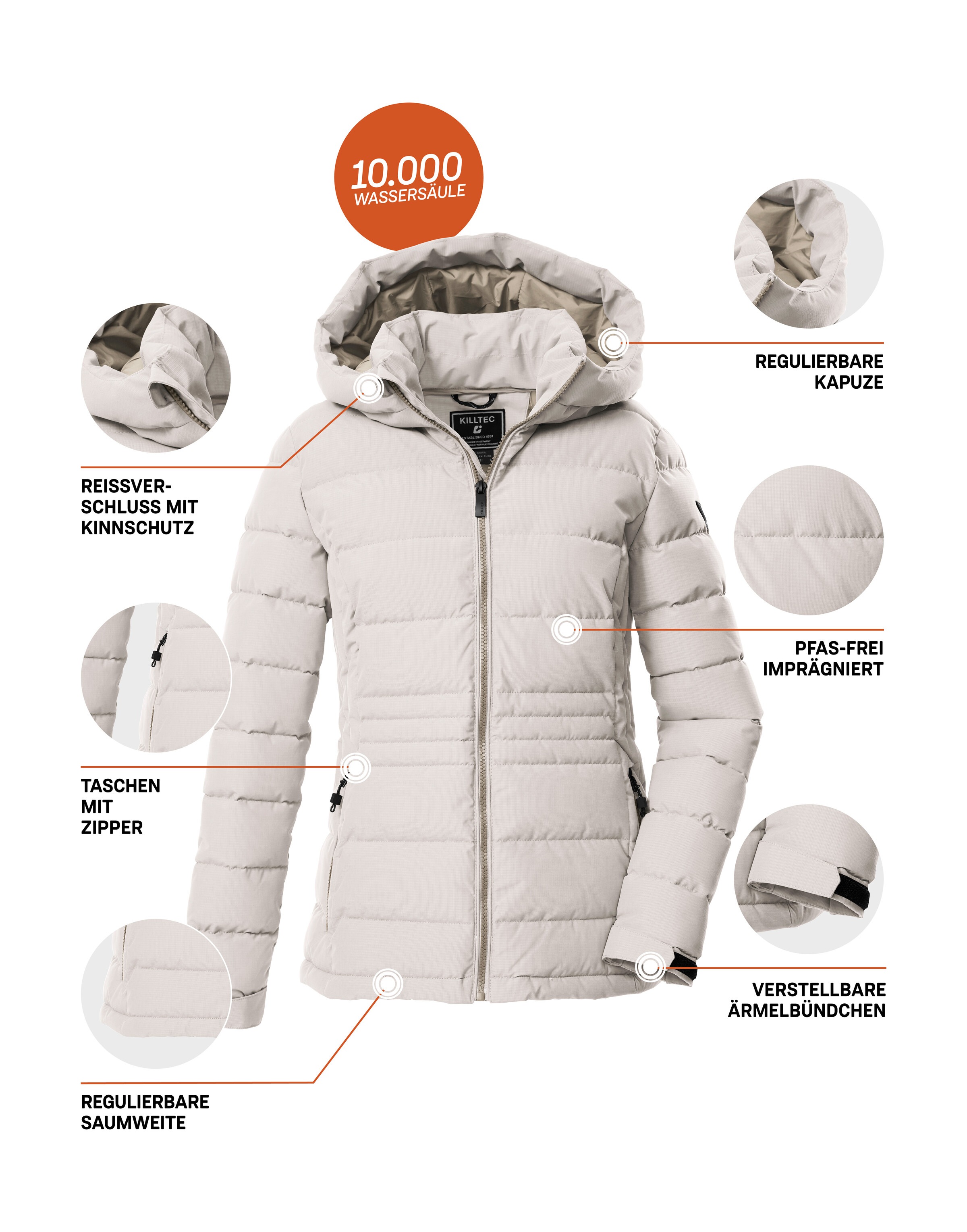 Killtec Steppjacke »KOW 10 WMN QLTD JCKT«, Winddichte, wasserabweisende Damen Steppjacke mit verstellbarer Kapuze