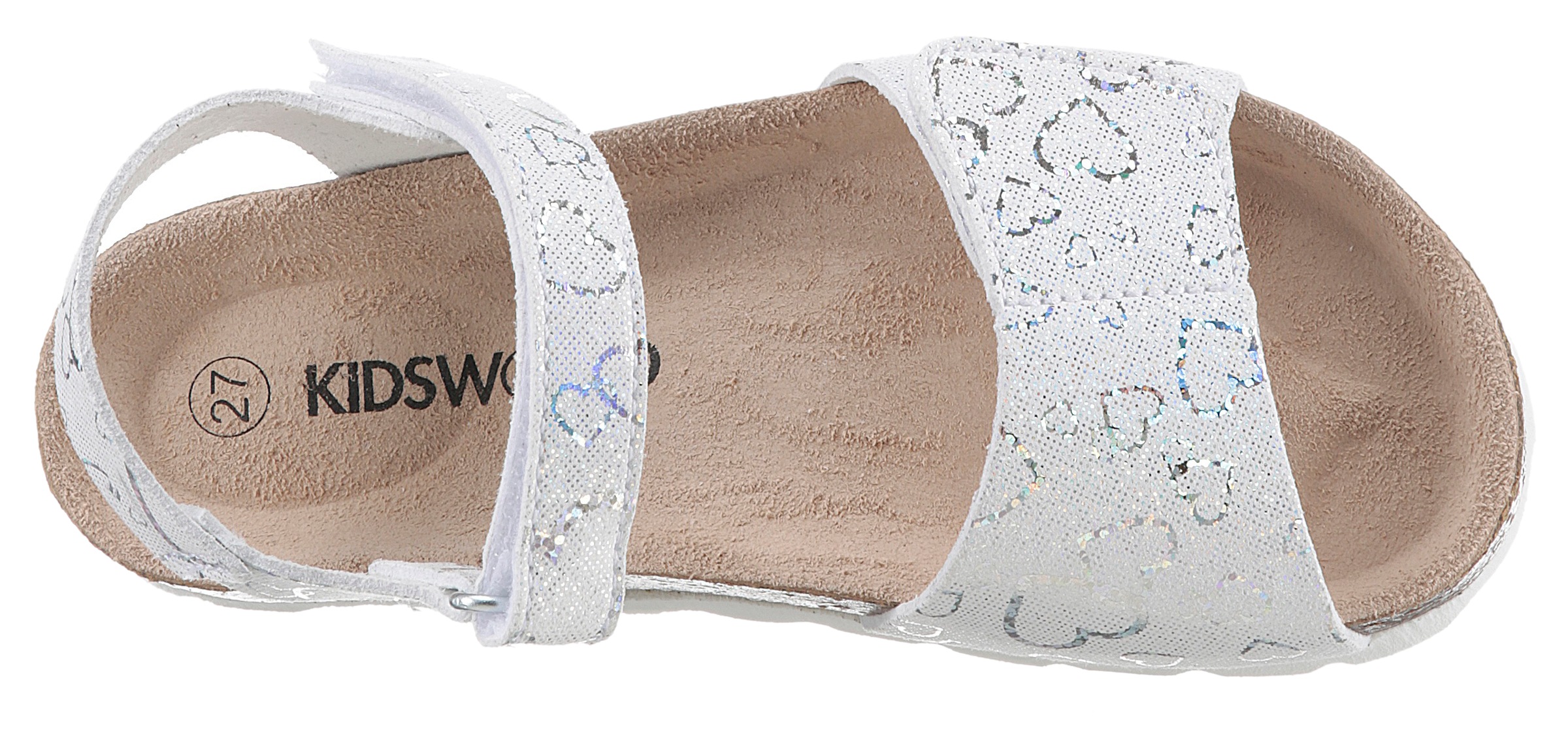 KIDSWORLD Sandale, Sommerschuh, Klettschuh, Sandalette, mit schimmerndem Herzchenprint
