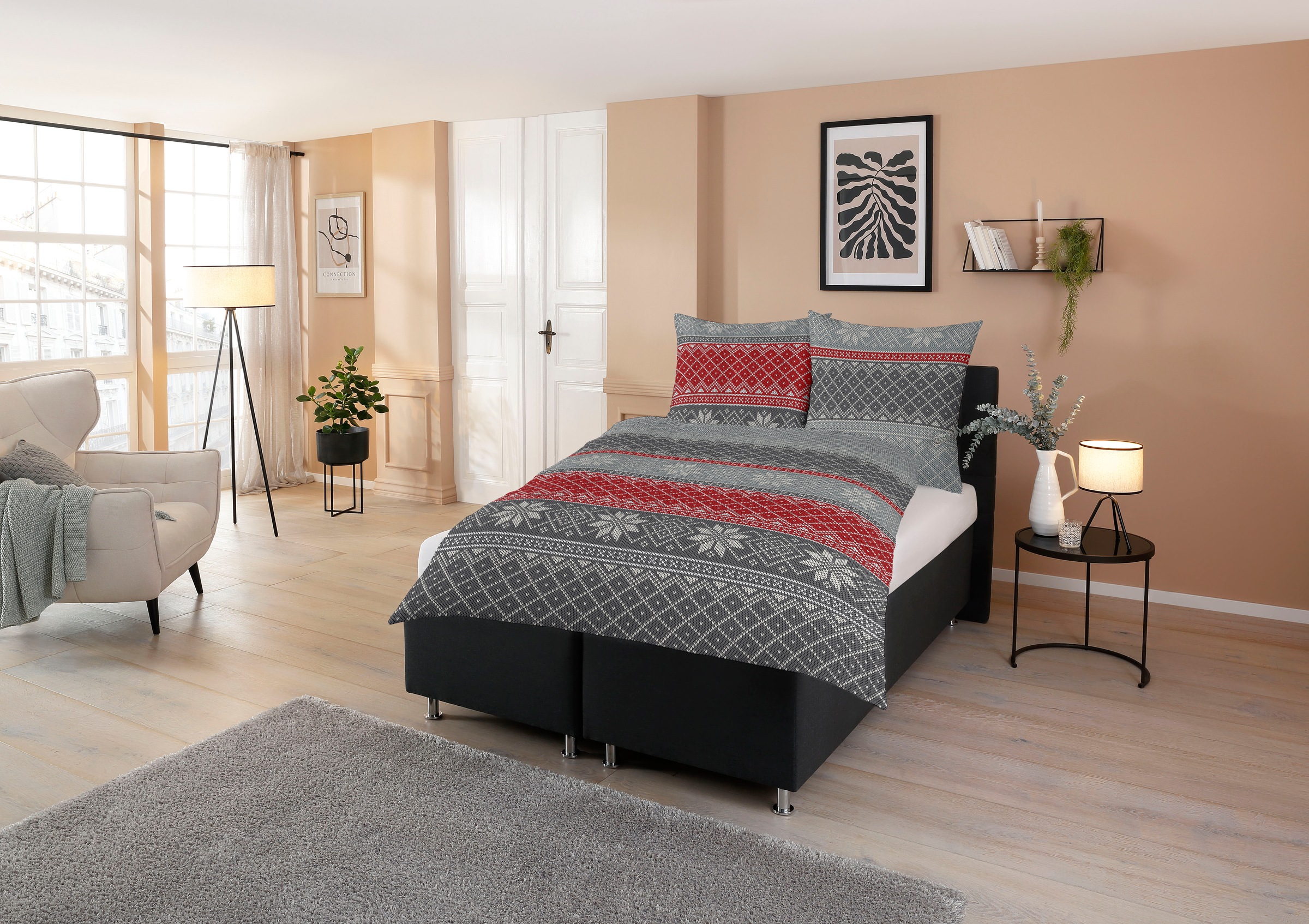 CASATEX Bettwäsche »Moldau« 3 Stk. tlg. norwegisches Muster, Schneekristall günstig online kaufen